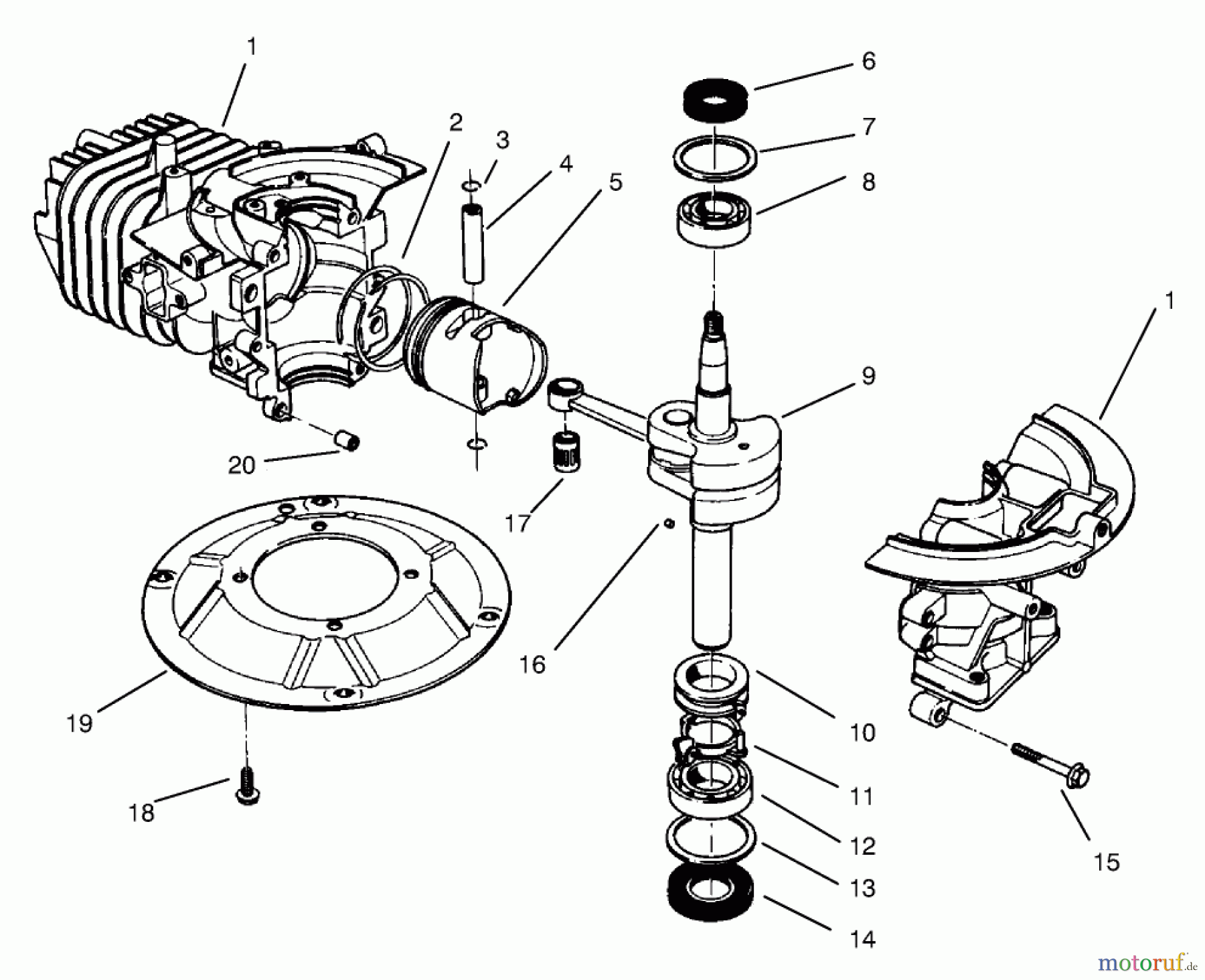 Toro Neu Mowers, Walk-Behind Seite 2 22045B - Toro Lawnmower, 1996 (6900001-6999999) CRANKSHAFT ASSEMBLY (MODEL NO. 47PS5-7)(MODEL NO. 22045B)(MODEL NO. 47PT6-7)(MODEL NO. 22045)