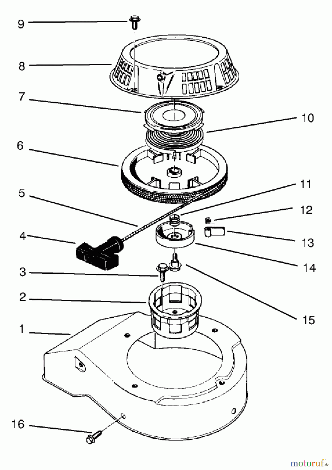 Toro Neu Mowers, Walk-Behind Seite 2 22045B - Toro Lawnmower, 1996 (6900001-6999999) RECOIL ASSEMBLY (MODEL NO. 47PS5-7)(MODEL NO. 22045B)(MODEL NO. 47PT6-7)(MODEL NO. 22045)