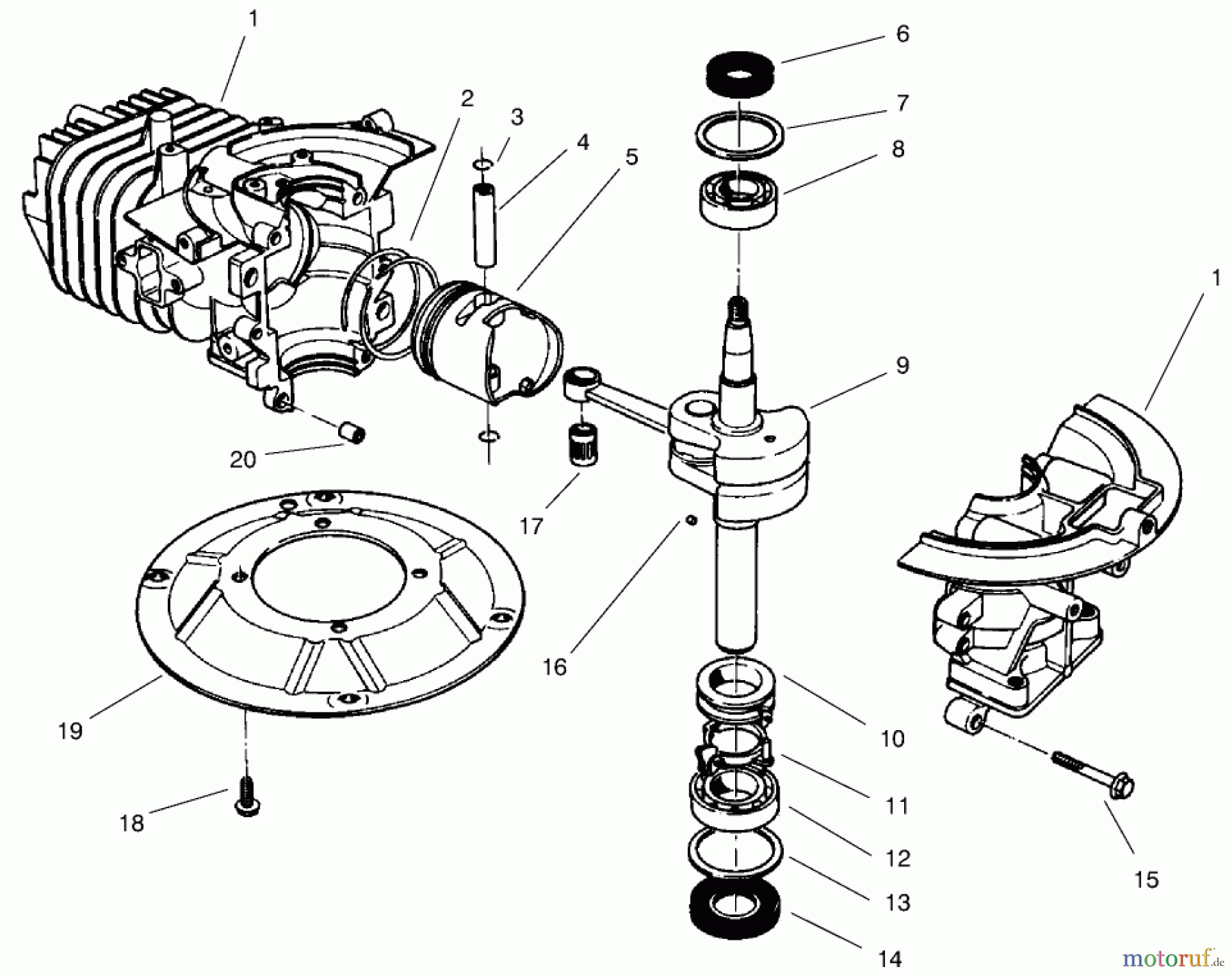 Toro Neu Mowers, Walk-Behind Seite 2 22045 - Toro Recycler Mower, 1999 (9900001-9999999) CRANKSHAFT ASSEMBLY (MODEL NO. 47PV9-7)