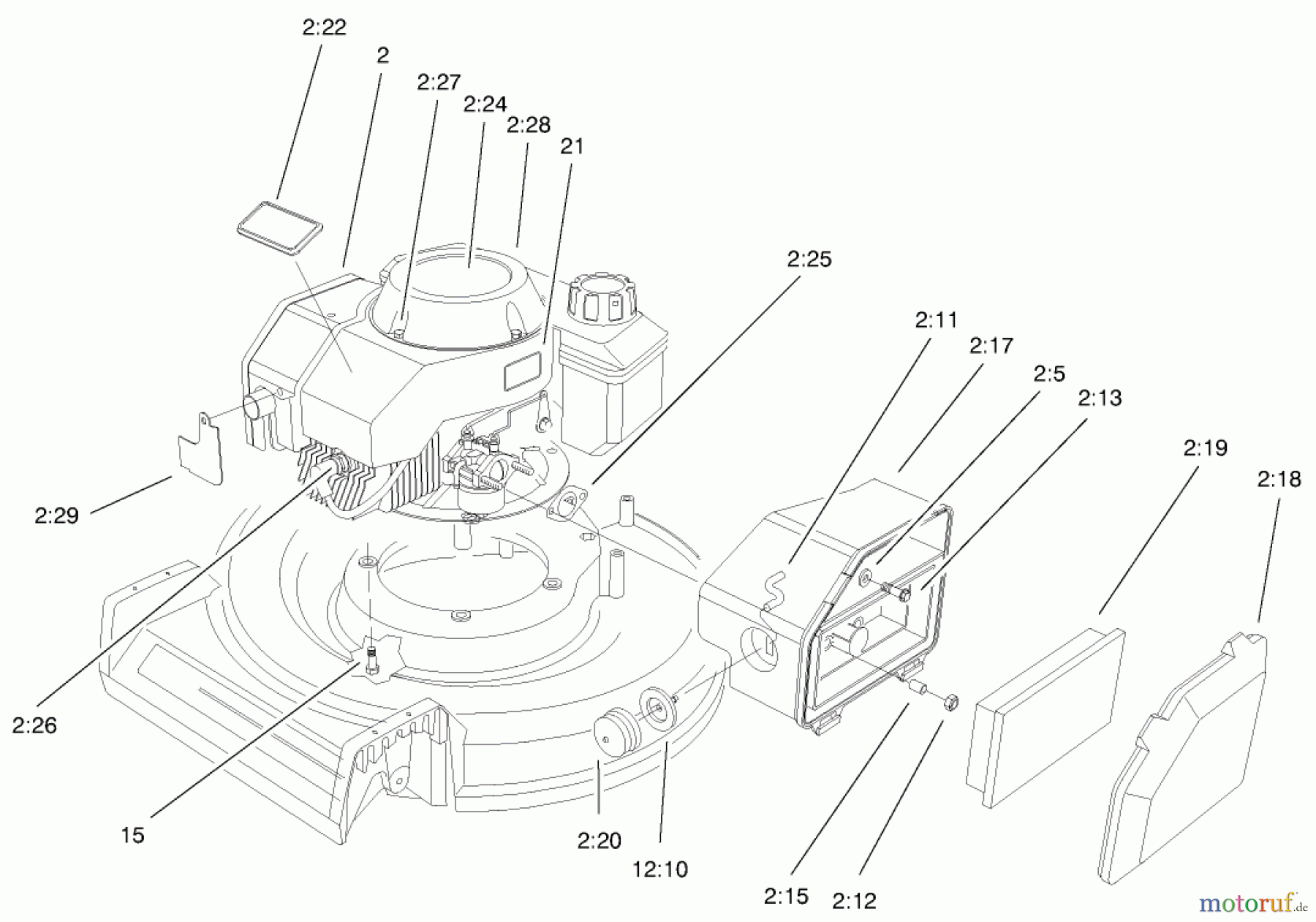 Toro Neu Mowers, Walk-Behind Seite 2 22045 - Toro Recycler Mower, 1999 (9900001-9999999) ENGINE ASSEMBLY