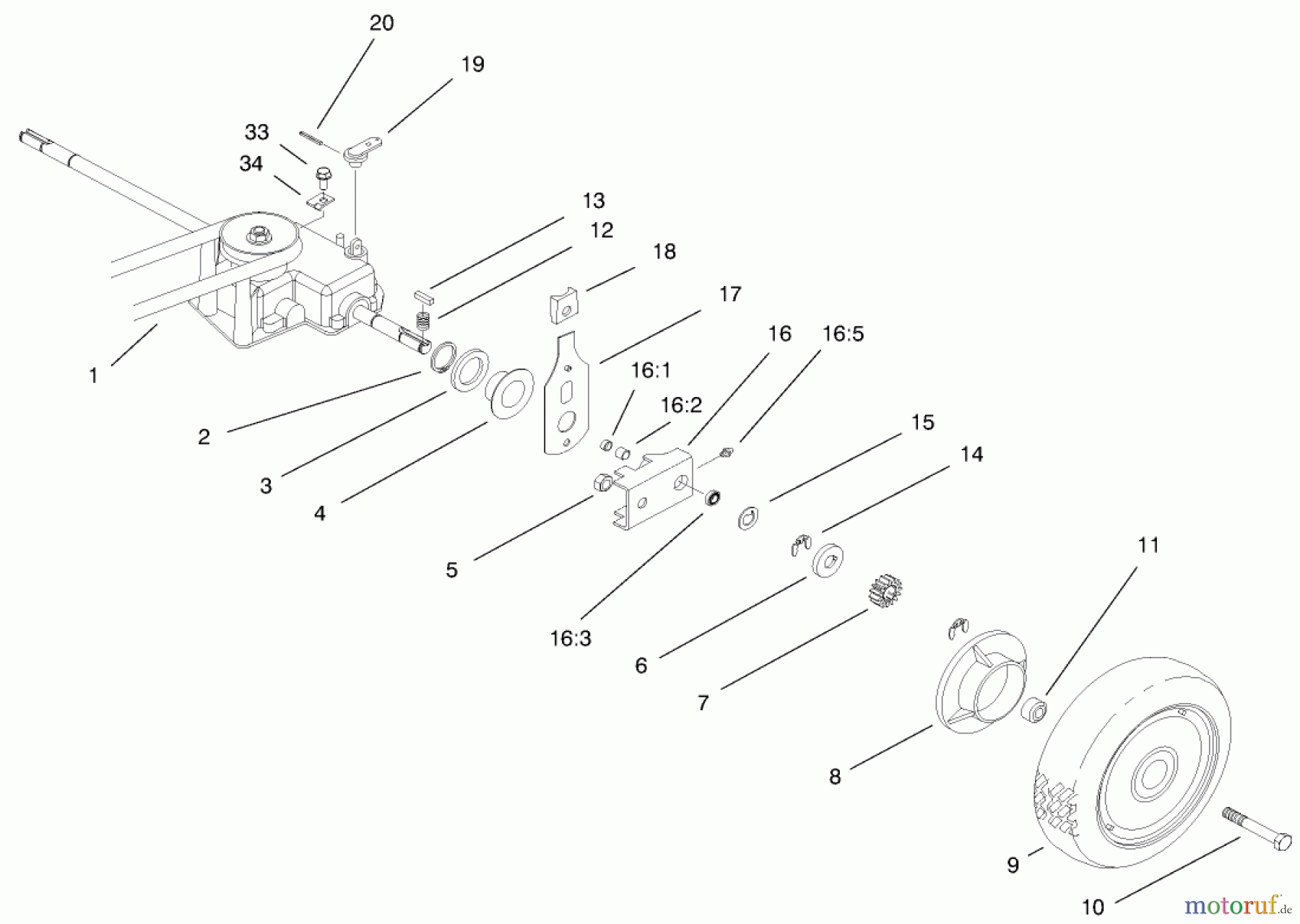 Toro Neu Mowers, Walk-Behind Seite 2 22045 - Toro Recycler Mower, 1999 (9900001-9999999) GEAR CASE & REAR WHEEL ASSEMBLY