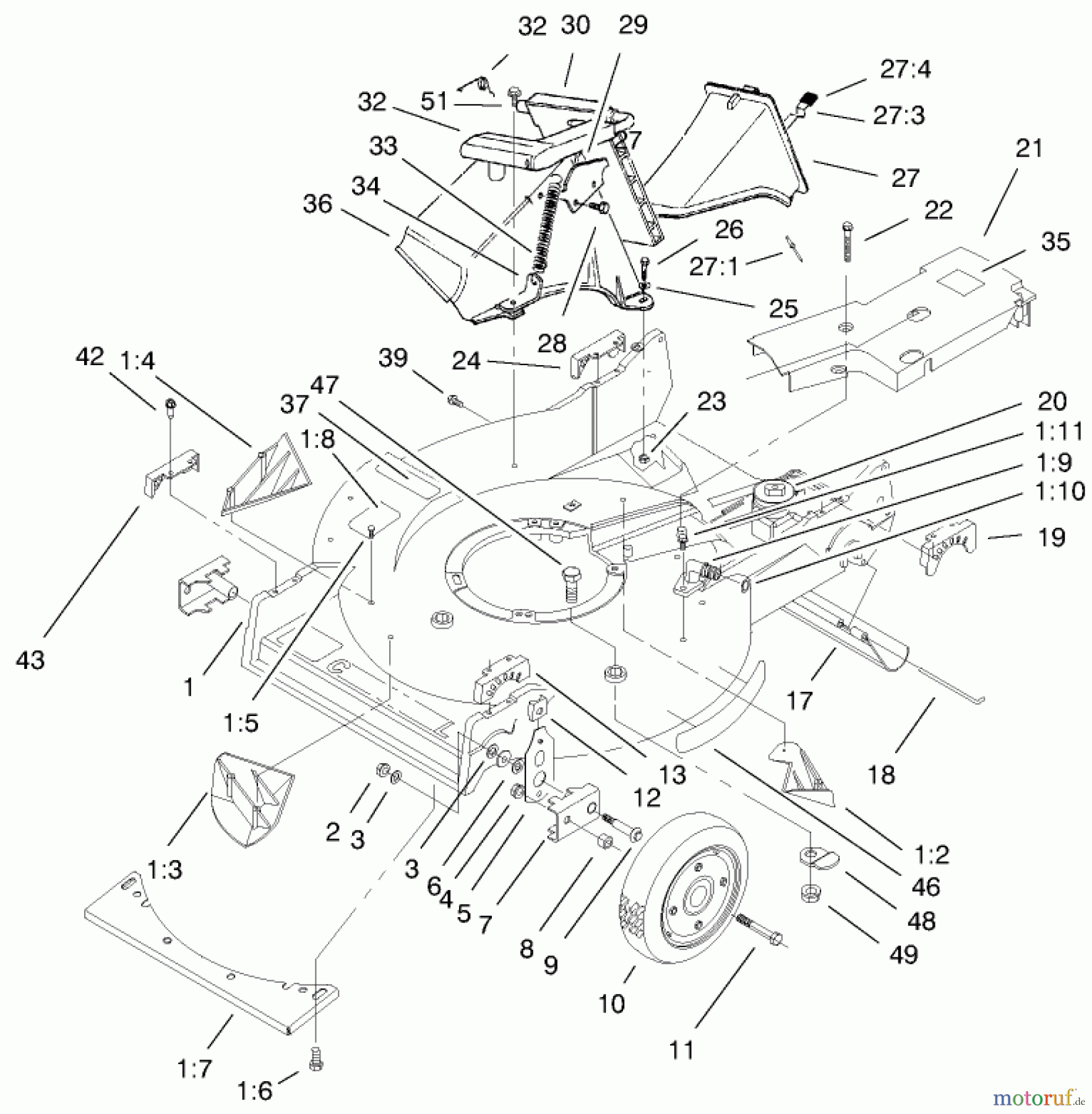 Toro Neu Mowers, Walk-Behind Seite 2 22045 - Toro Recycler Mower, 1999 (9900001-9999999) HOUSING ASSEMBLY