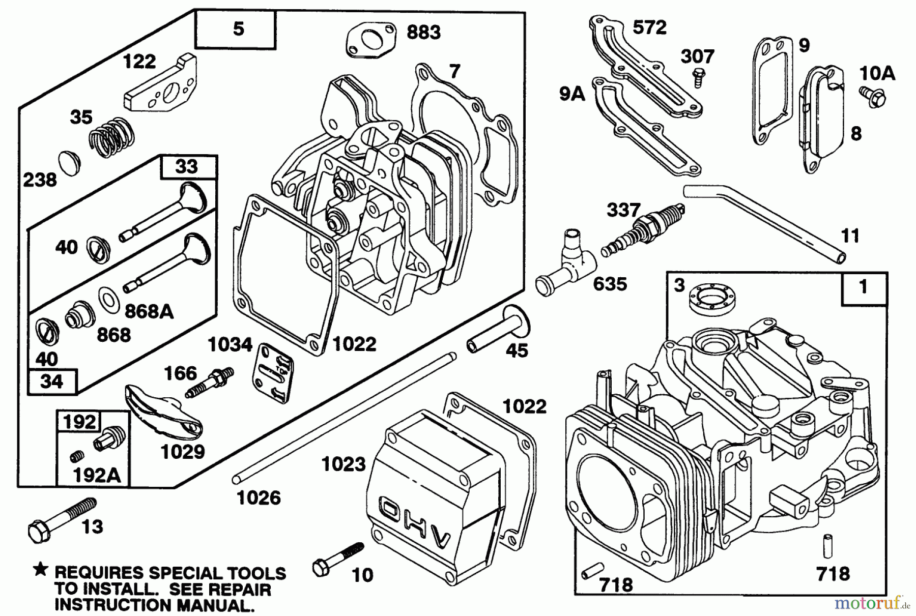 Toro Neu Mowers, Walk-Behind Seite 2 22151 - Toro Lawnmower, 1992 (2000001-2999999) ENGINE GTS 150 77-9140 #1