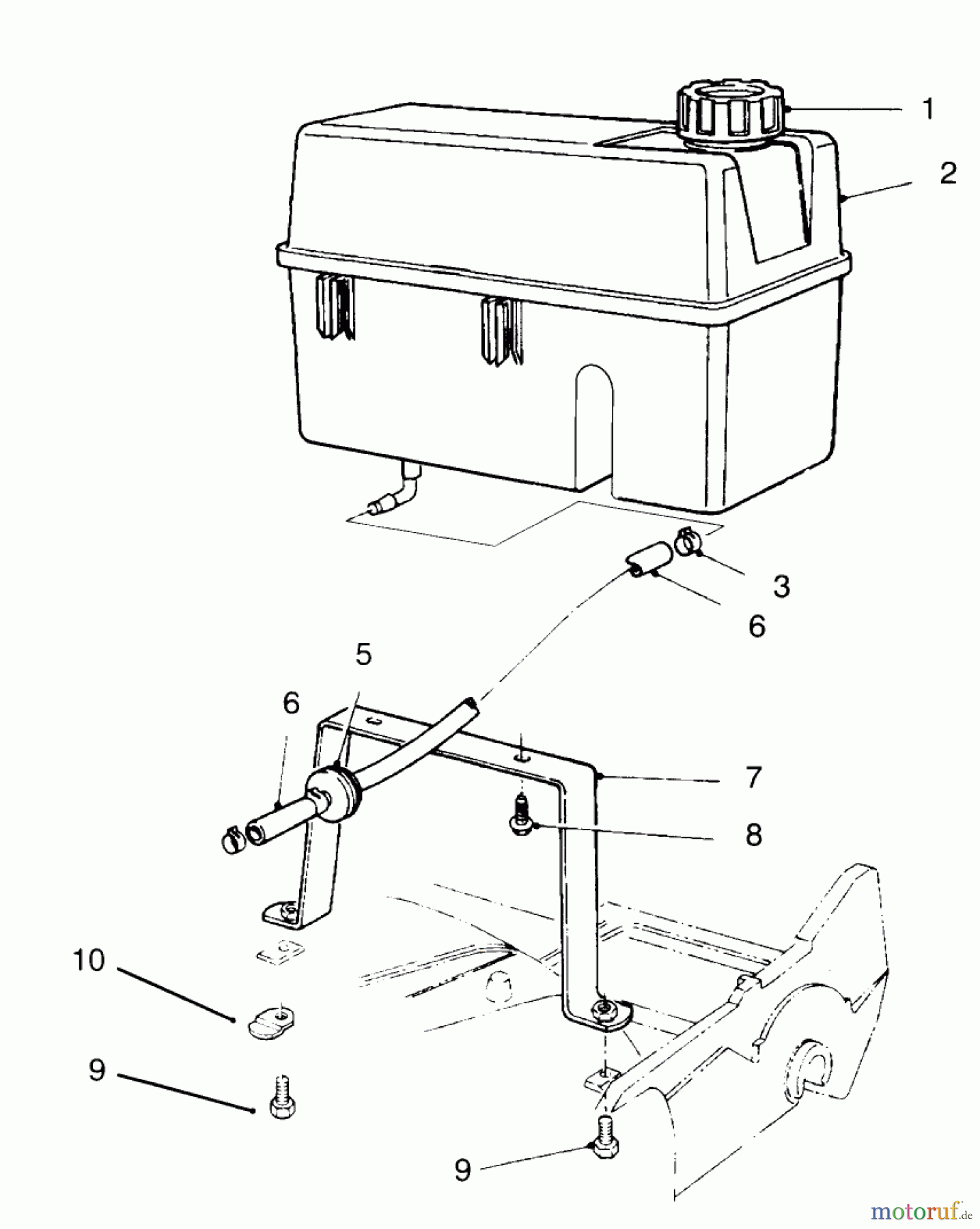 Toro Neu Mowers, Walk-Behind Seite 2 22151 - Toro Lawnmower, 1996 (6900001-6999999) GAS TANK ASSEMBLY