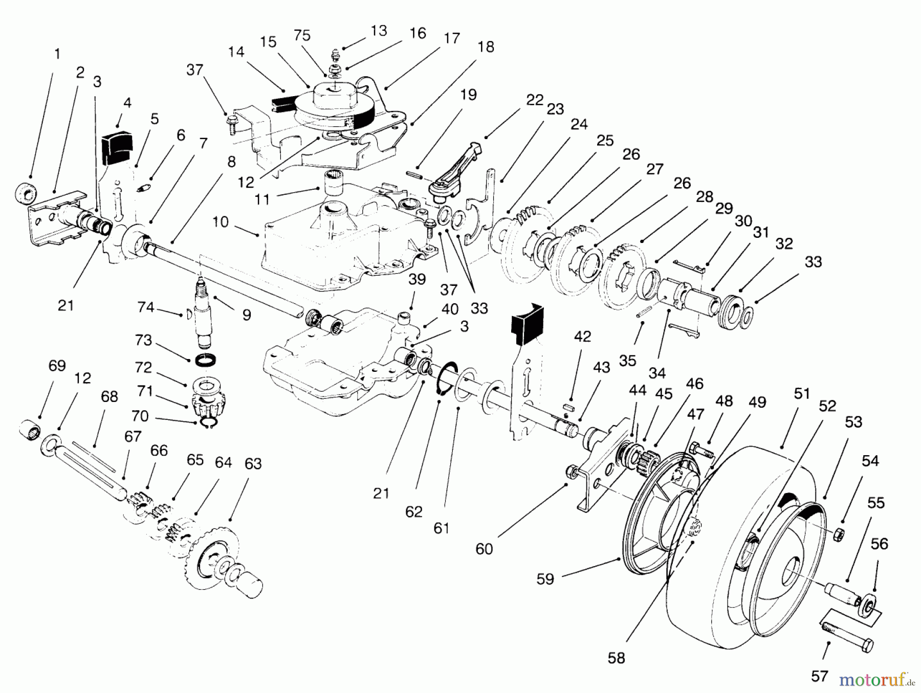 Toro Neu Mowers, Walk-Behind Seite 2 22151 - Toro Lawnmower, 1996 (6900001-6999999) GEAR CASE ASSEMBLY