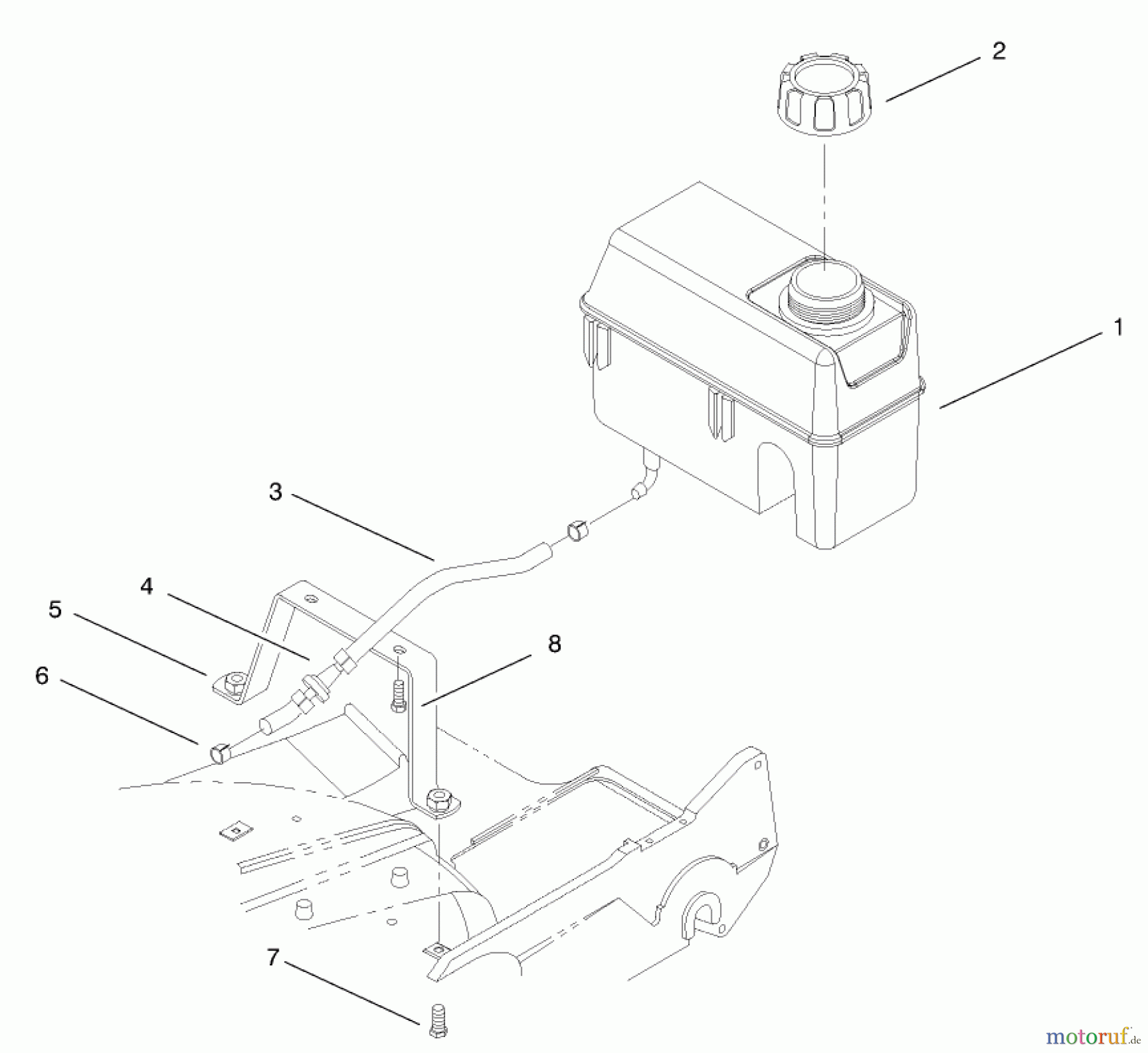 Toro Neu Mowers, Walk-Behind Seite 2 22160 - Toro Recycler Mower, 1998 (8900001-8999999) FUEL TANK ASSEMBLY