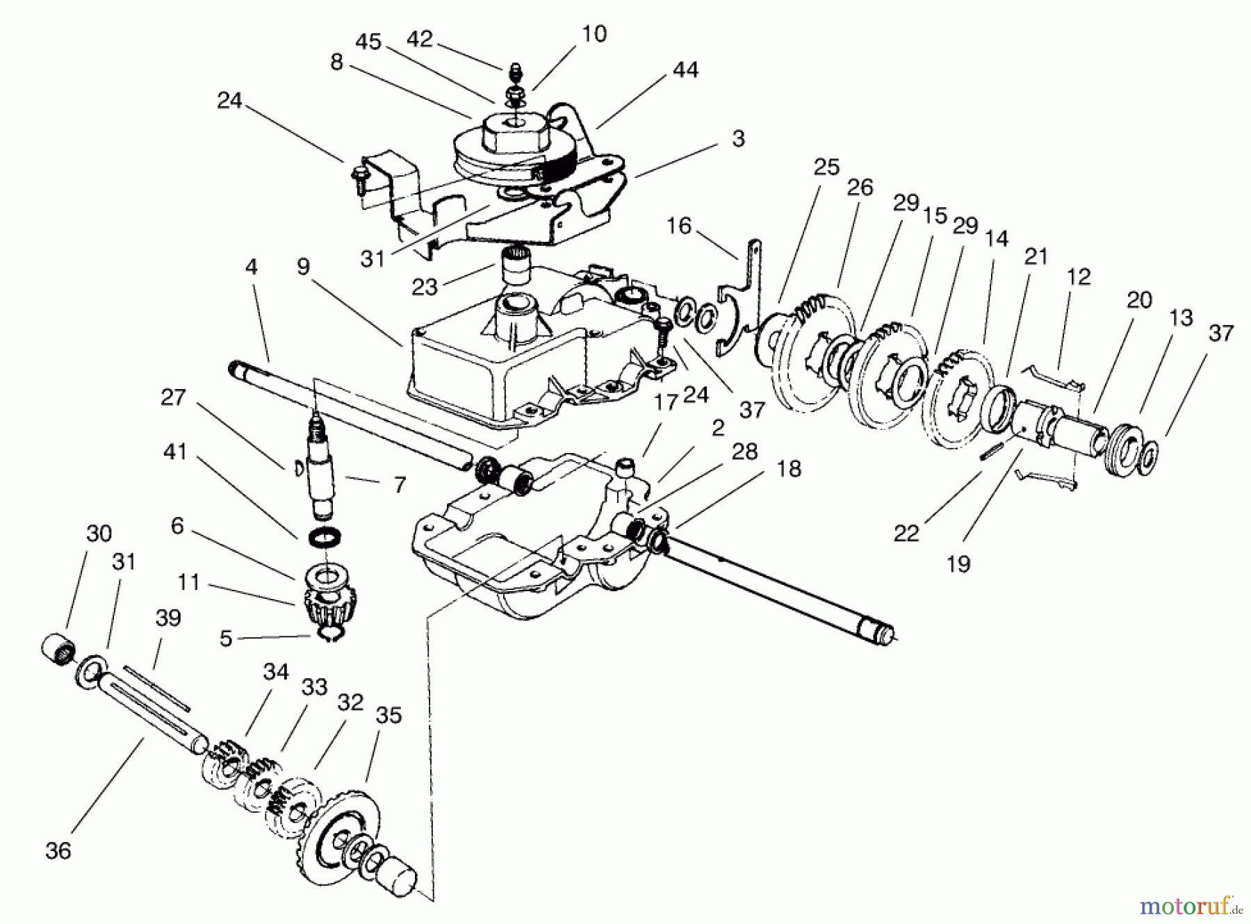  Toro Neu Mowers, Walk-Behind Seite 2 22161 - Toro Recycler Mower, 2000 (200000001-200999999) GEAR CASE ASSEMBLY