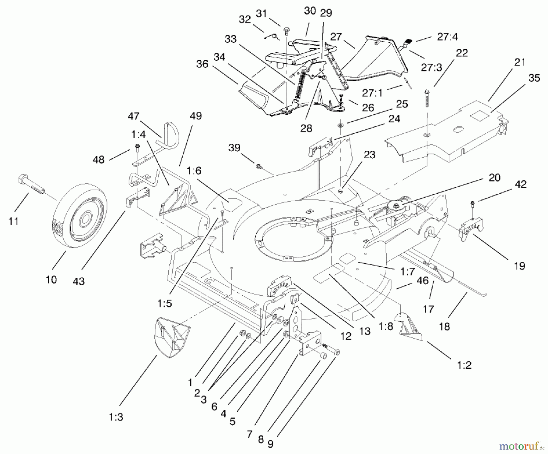  Toro Neu Mowers, Walk-Behind Seite 2 22161 - Toro Recycler Mower, 2000 (200000001-200999999) HOUSING ASSEMBLY