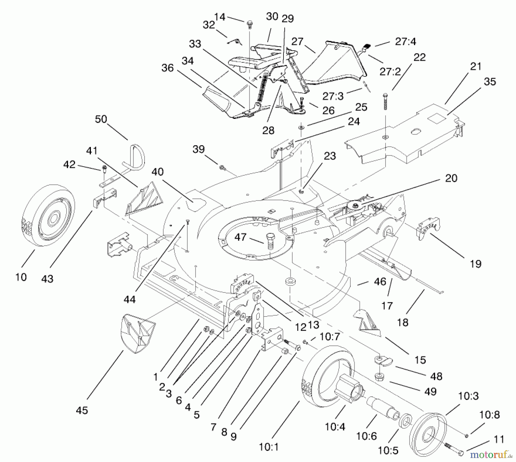  Toro Neu Mowers, Walk-Behind Seite 2 22162 - Toro Recycler Mower, 1999 (9900001-9999999) HOUSING ASSEMBLY