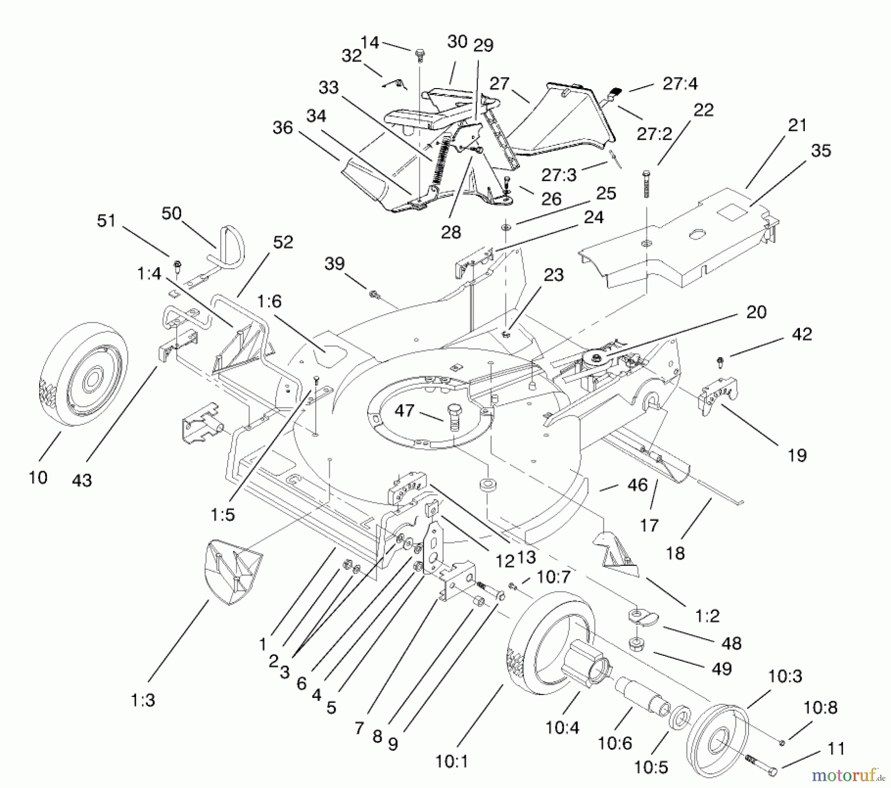  Toro Neu Mowers, Walk-Behind Seite 2 22162 - Toro Recycler Mower, 2000 (200000001-200999999) HOUSING ASSEMBLY