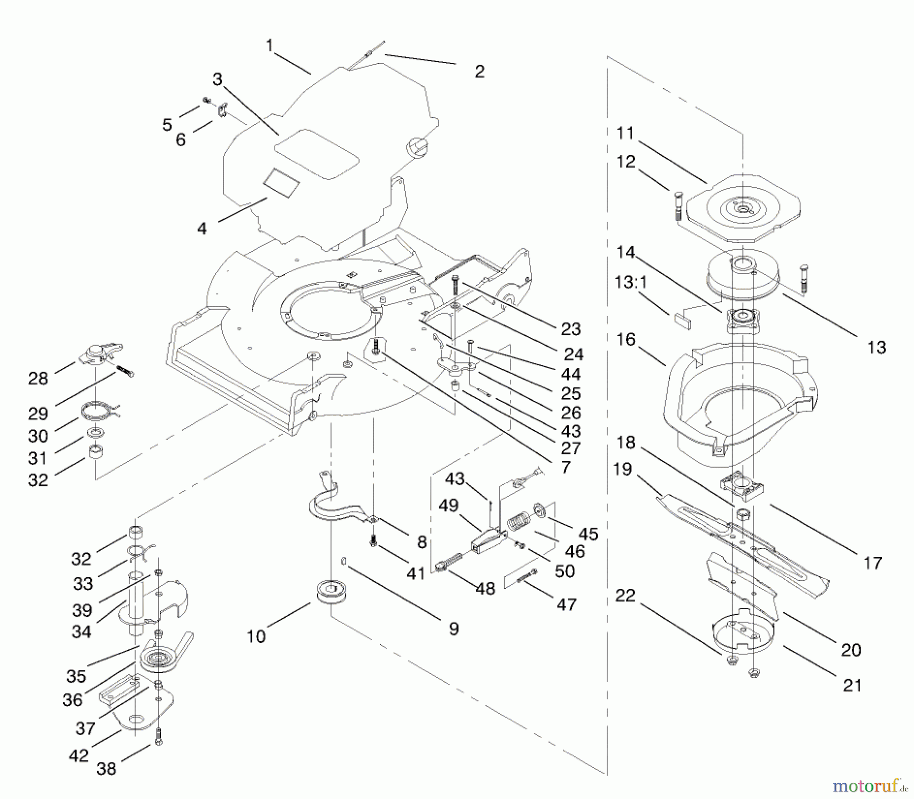 Toro Neu Mowers, Walk-Behind Seite 2 22162 - Toro Recycler Mower, 2001 (210000001-210999999) ENGINE AND BLADE AND BRAKE CLUTCH ASSEMBLY