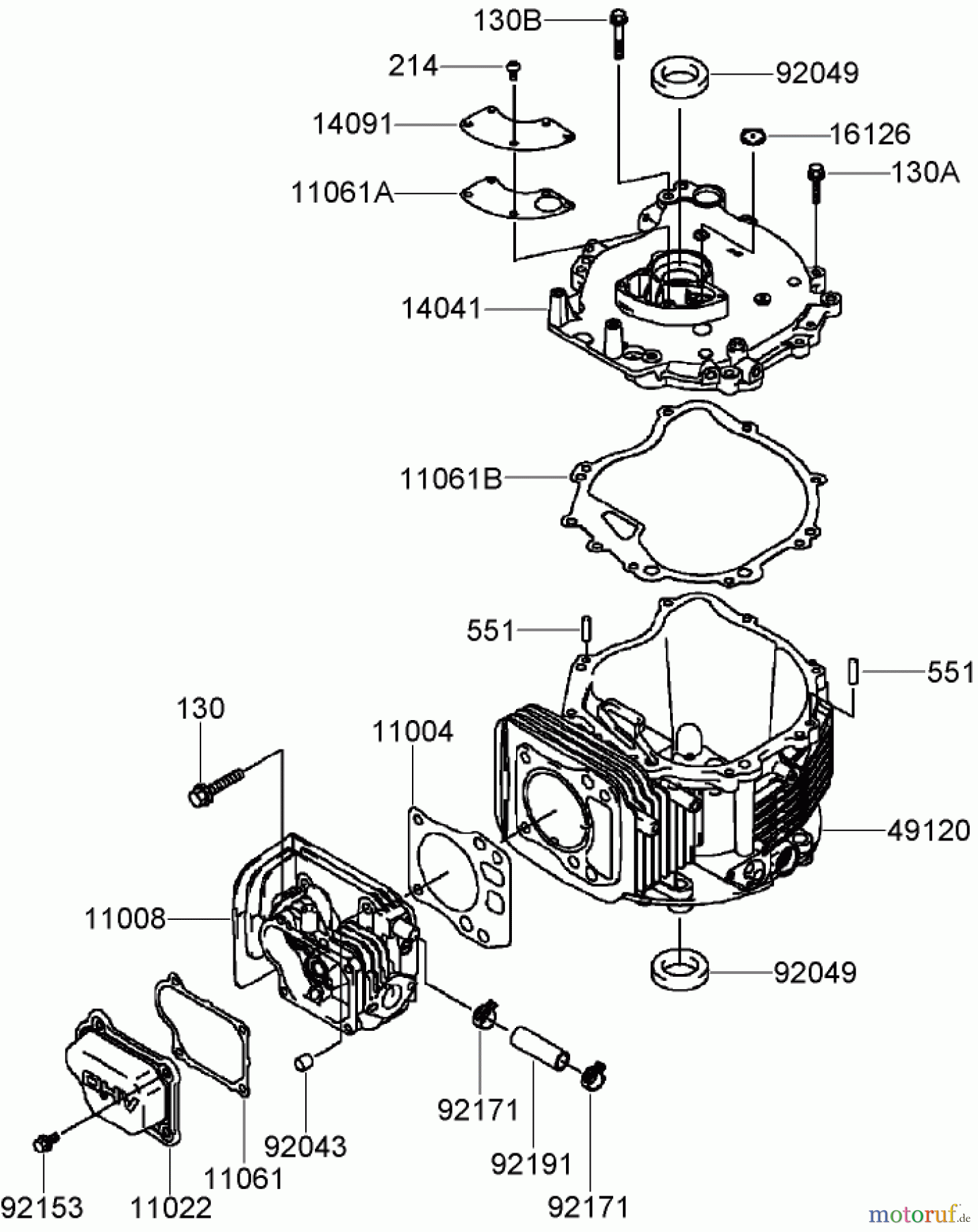  Toro Neu Mowers, Walk-Behind Seite 2 22163 (PT21) - Toro PT21 Trim Mower, 2008 (280000001-280999999) CYLINDER AND CRANKCASE ASSEMBLY KAWASAKI FJ180V-AS28