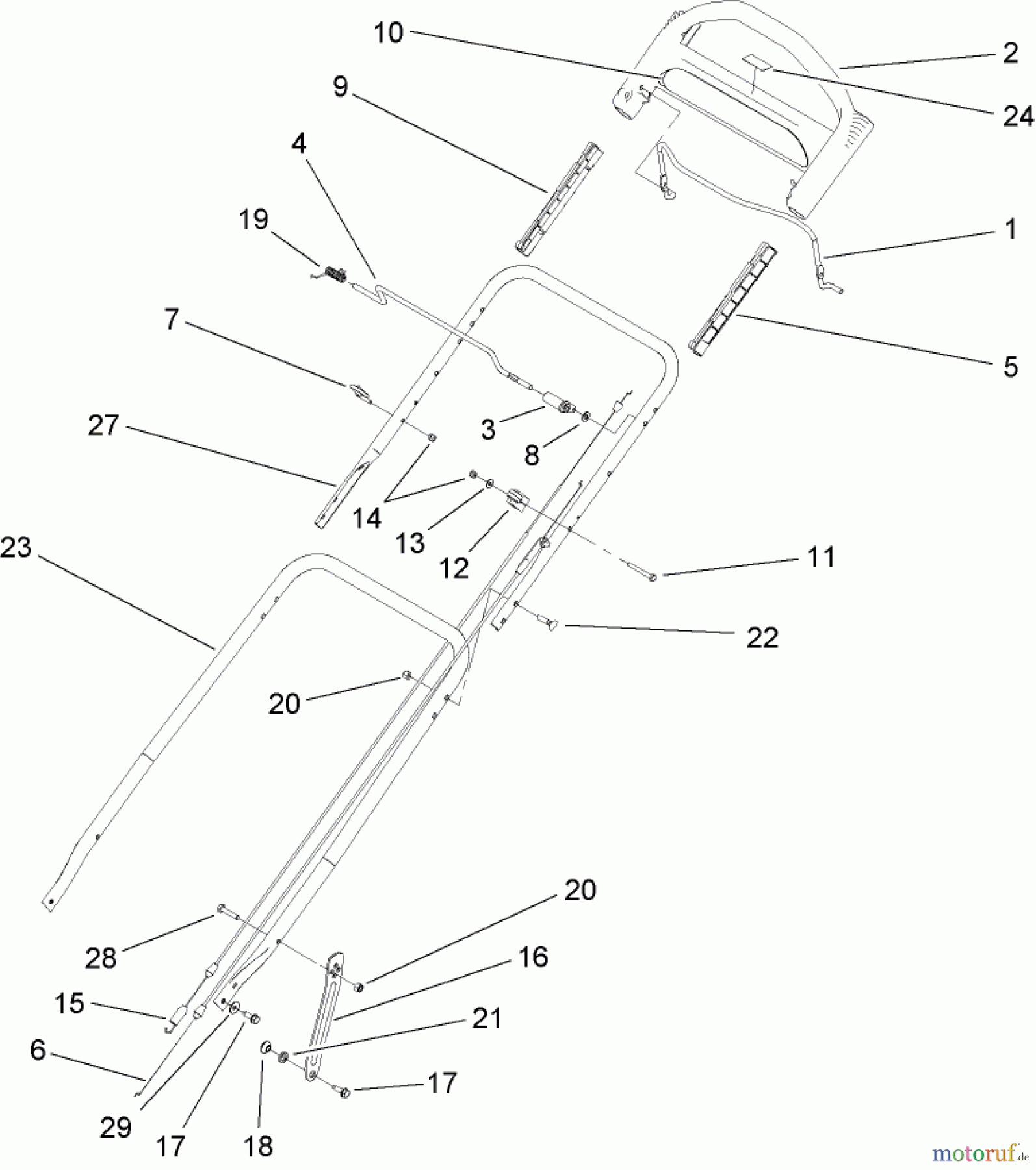  Toro Neu Mowers, Walk-Behind Seite 2 22164 (PT21) - Toro PT21 Trim Mower, 2007 (270003001-270999999) HANDLE ASSEMBLY