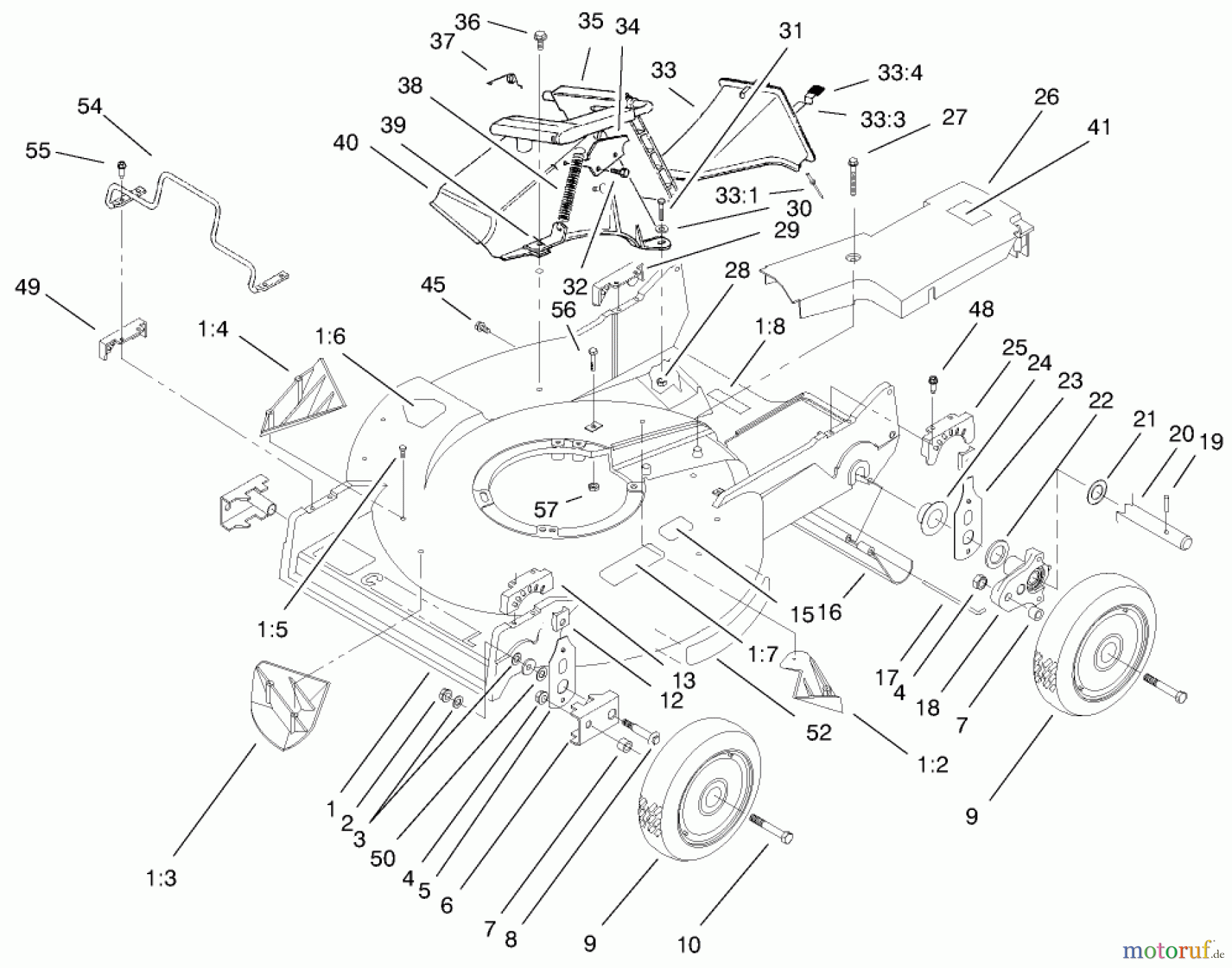 Toro Neu Mowers, Walk-Behind Seite 2 22170 - Toro Recycler Mower, 1999 (9900001-9999999) HOUSING ASSEMBLY