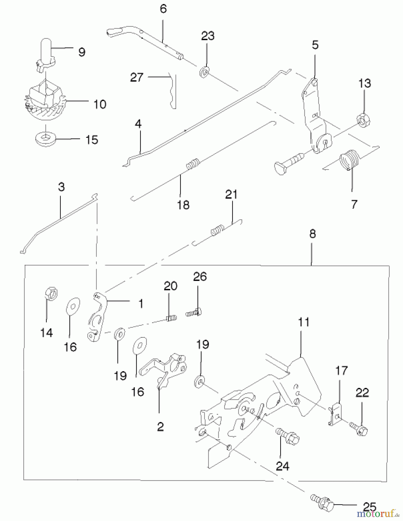 Toro Neu Mowers, Walk-Behind Seite 2 22170 - Toro Recycler Mower, 2003 (230000001-230999999) CONTROL LINKAGE ASSEMBLY