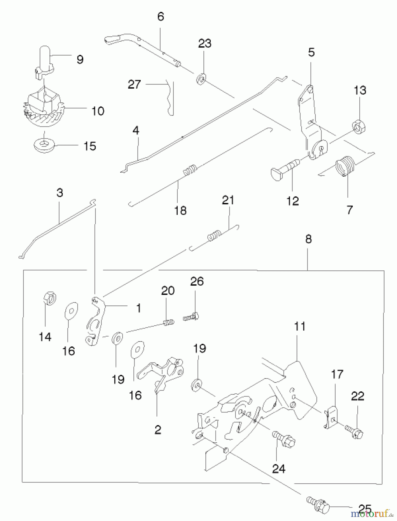  Toro Neu Mowers, Walk-Behind Seite 2 22171 - Toro Recycler Mower, 2003 (230000001-230999999) CONTROL LINKAGE ASSEMBLY