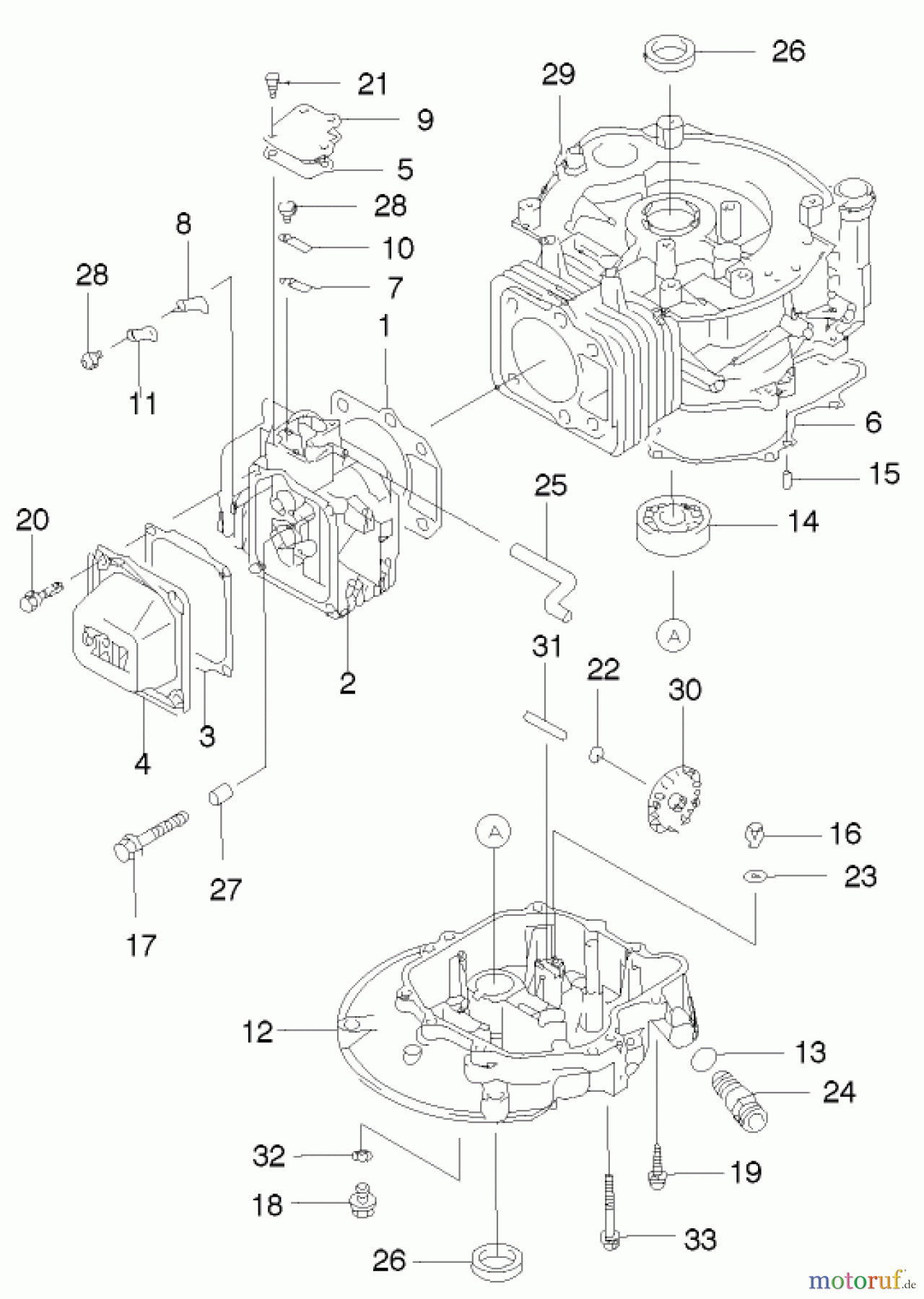 Toro Neu Mowers, Walk-Behind Seite 2 22171 - Toro Recycler Mower, 2003 (230000001-230999999) CYLINDER AND CRANKCASE ASSEMBLY