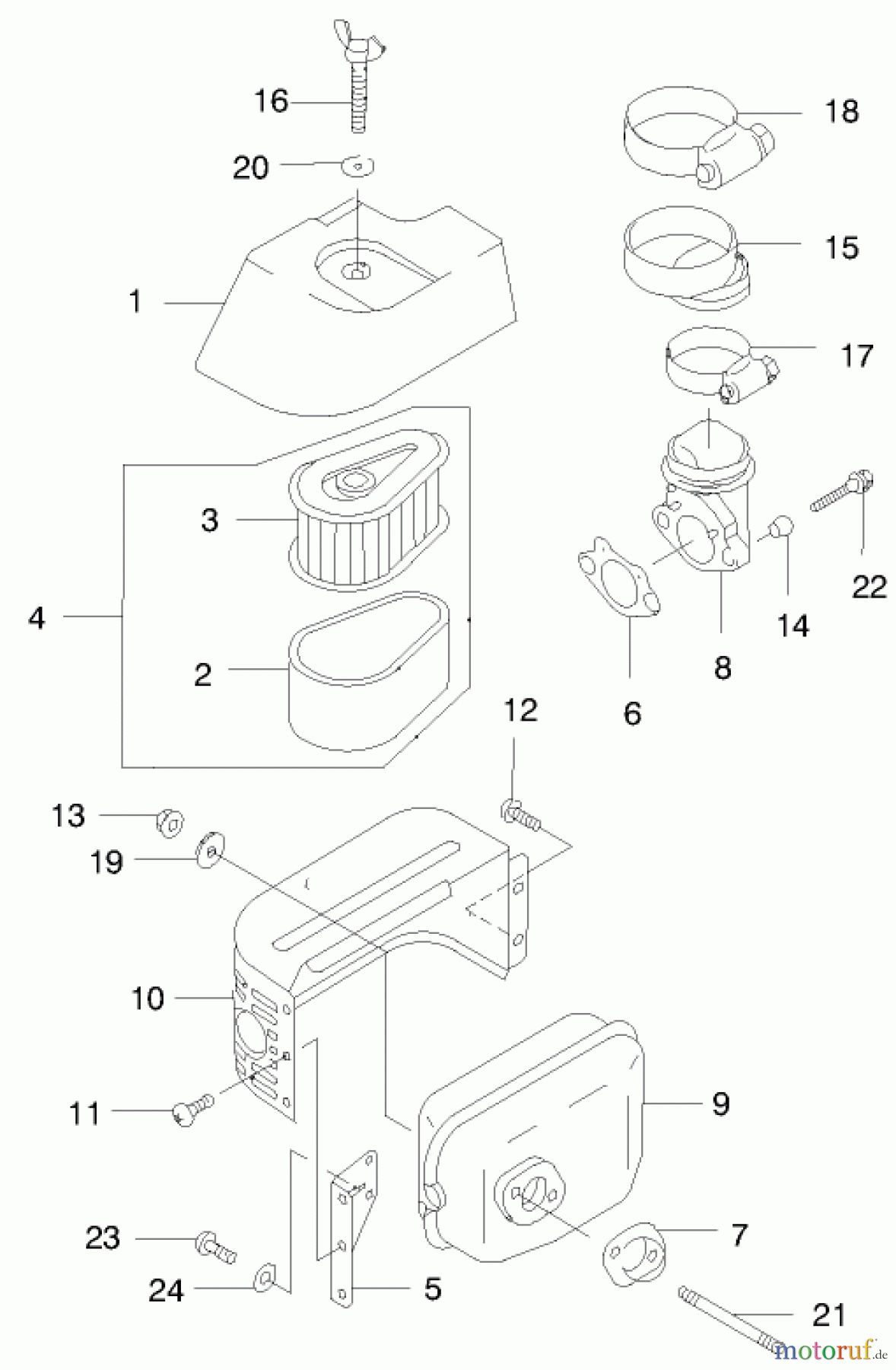 Toro Neu Mowers, Walk-Behind Seite 2 22172 - Toro Recycler Mower, 1999 (9900001-9999999) AIR FILTER/MUFFLER