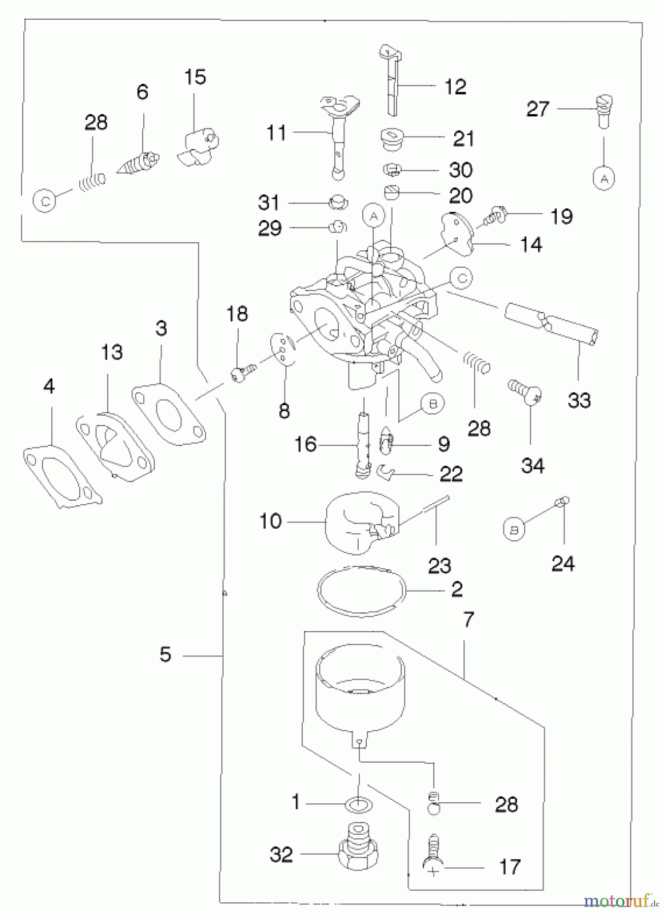 Toro Neu Mowers, Walk-Behind Seite 2 22172 - Toro Recycler Mower, 2003 (230000001-230999999) CARBURETOR ASSEMBLY