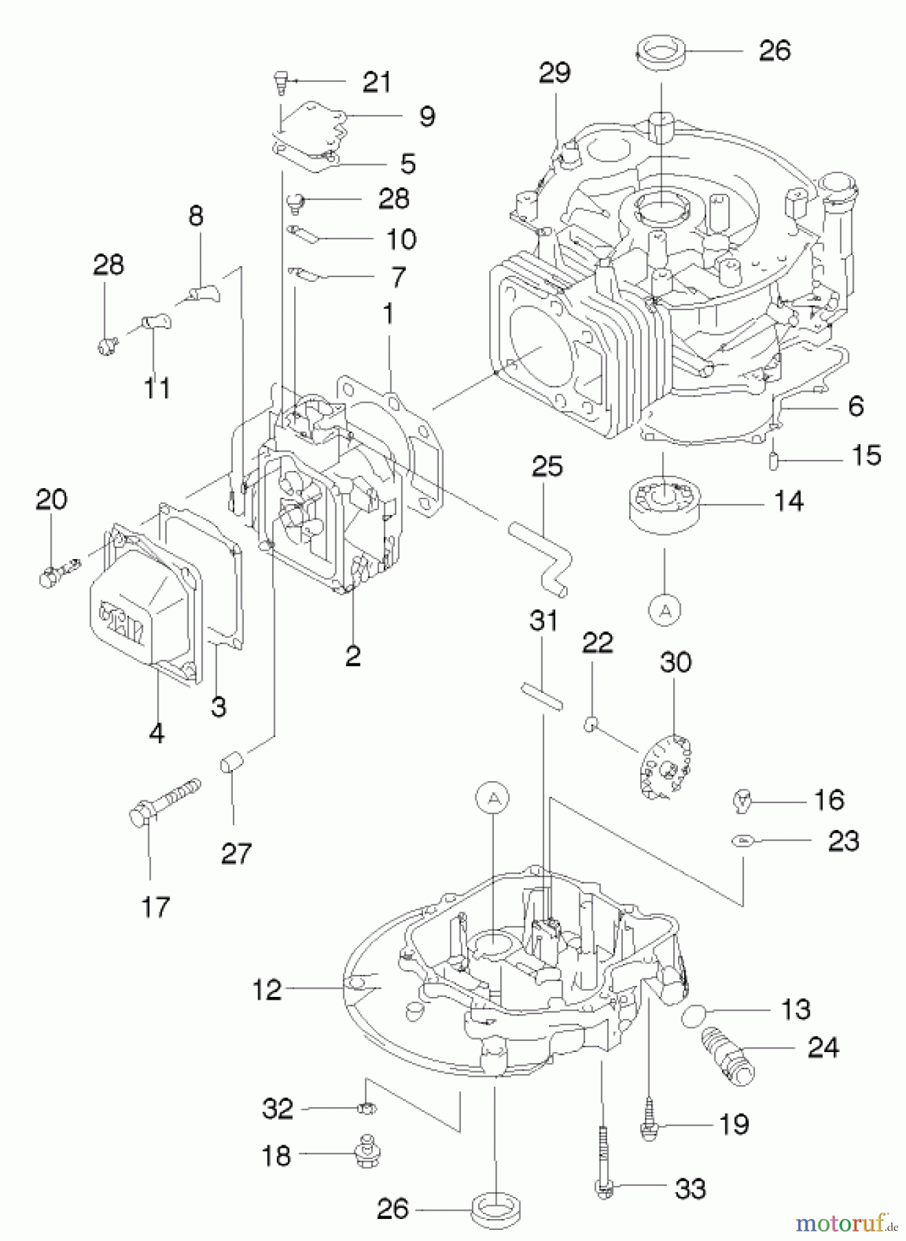  Toro Neu Mowers, Walk-Behind Seite 2 22172 - Toro Recycler Mower, 2003 (230000001-230999999) CYLINDER AND CRANKCASE ASSEMBLY