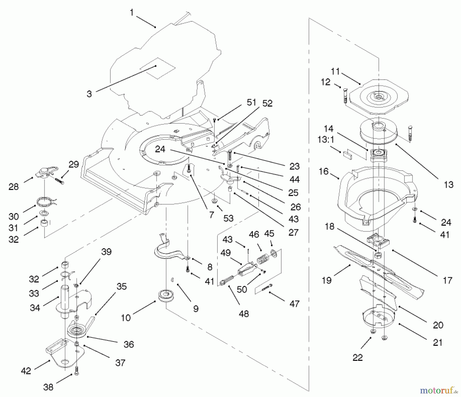  Toro Neu Mowers, Walk-Behind Seite 2 22172 - Toro Recycler Mower, 2003 (230000001-230999999) ENGINE AND BLADE BRAKE CLUTCH ASSEMBLY