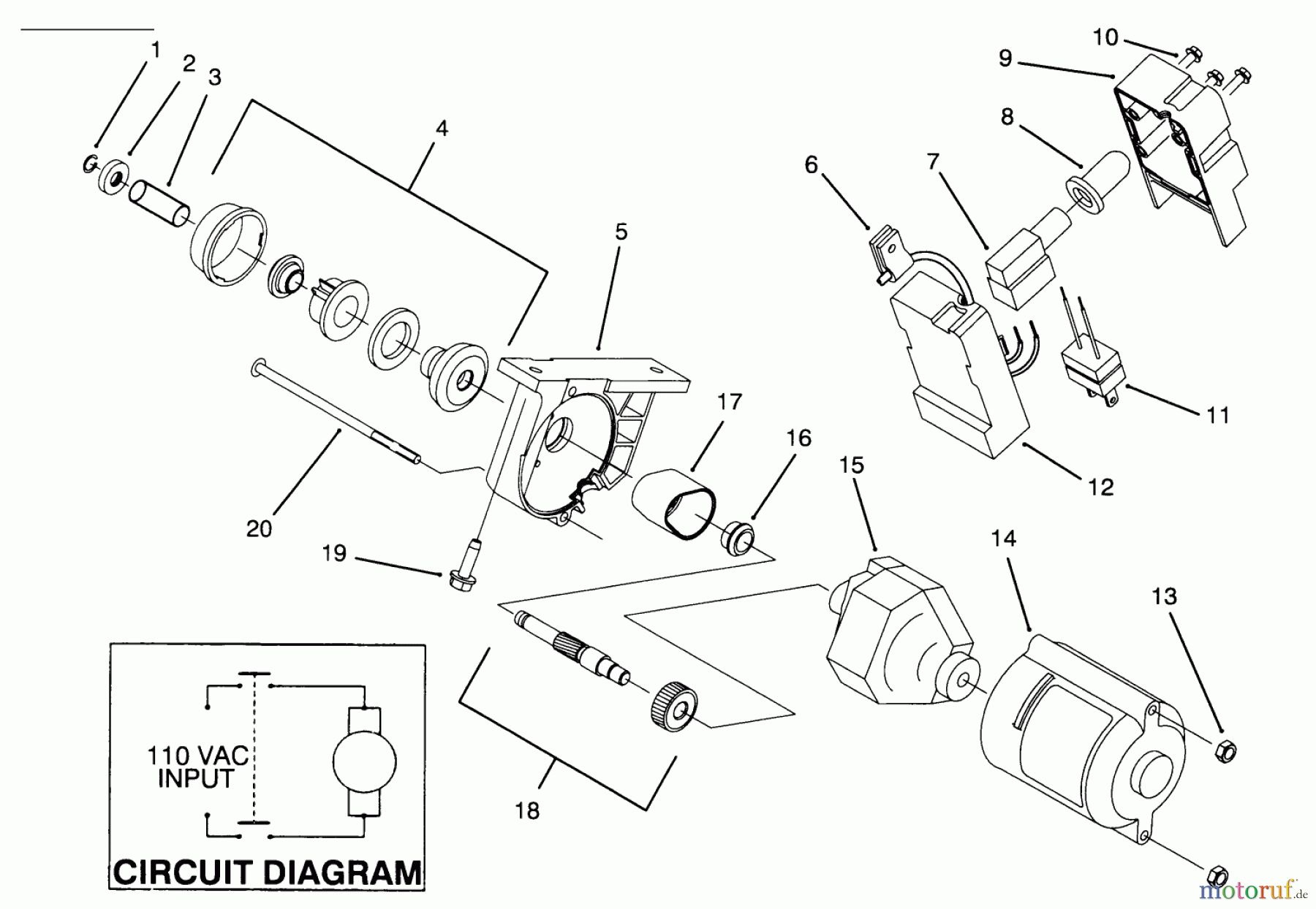 Toro Neu Accessories 92-6020 - Toro Electric Start Kit STARTER MOTOR & SWITCH HOUSING ASSEMBLY