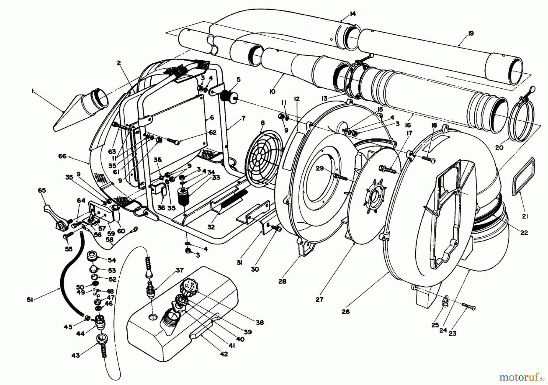 Toro Neu Blowers/Vacuums/Chippers/Shredders 30941 - Toro 41cc Back Pack Blower, 1990 (0000001-0999999) BLOWER ASSEMBLY