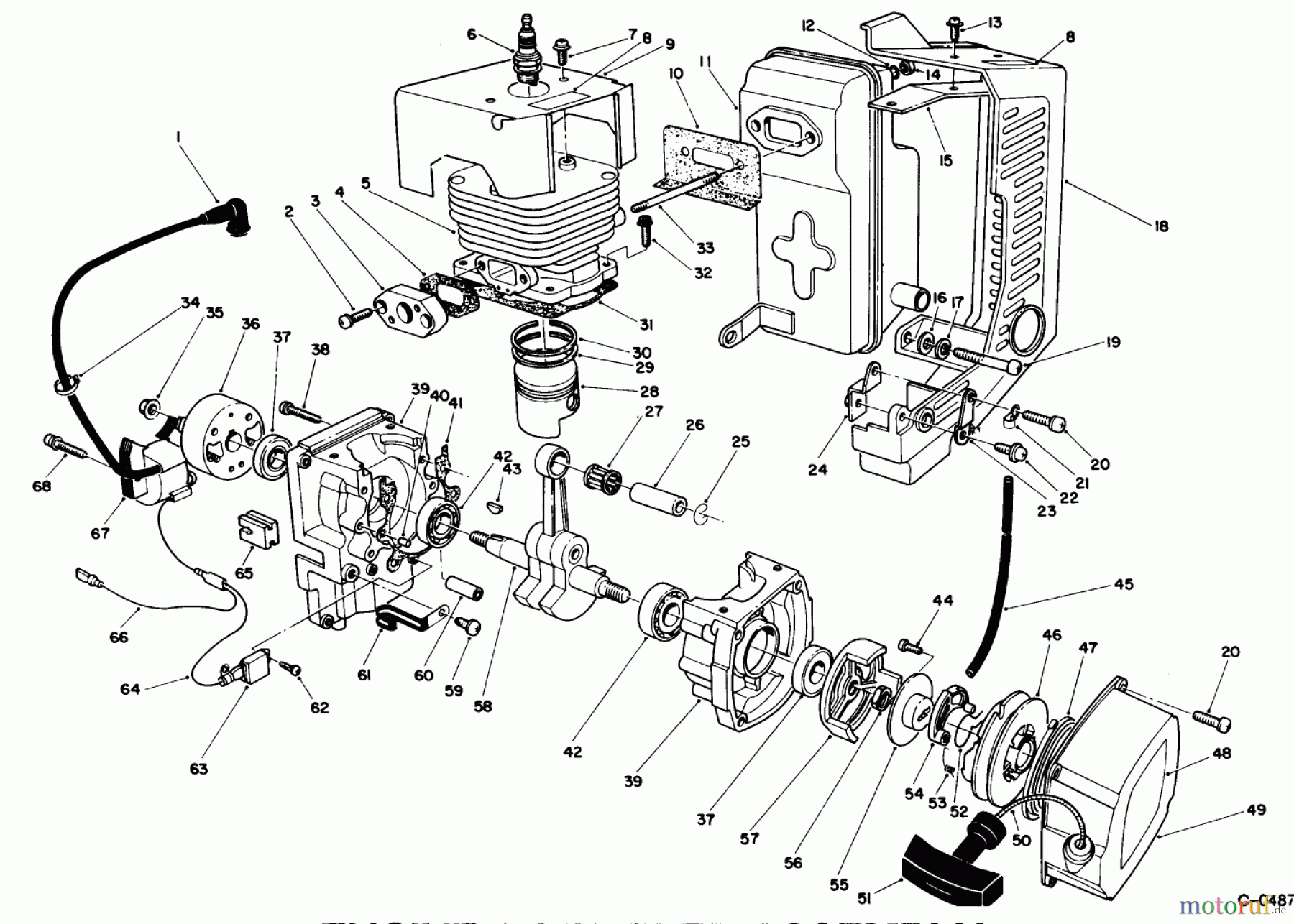 Toro Neu Blowers/Vacuums/Chippers/Shredders 30941 - Toro 41cc Back Pack Blower, 1992 (2000001-2999999) ENGINE & MUFFLER ASSEMBLY