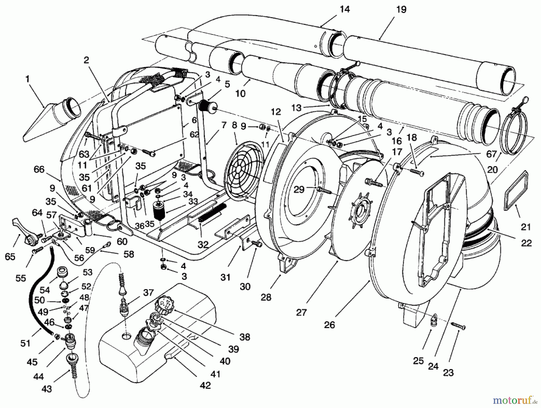 Toro Neu Blowers/Vacuums/Chippers/Shredders 30941 - Toro 41cc Back Pack Blower, 1998 (89000001-89999999) BLOWER ASSEMBLY