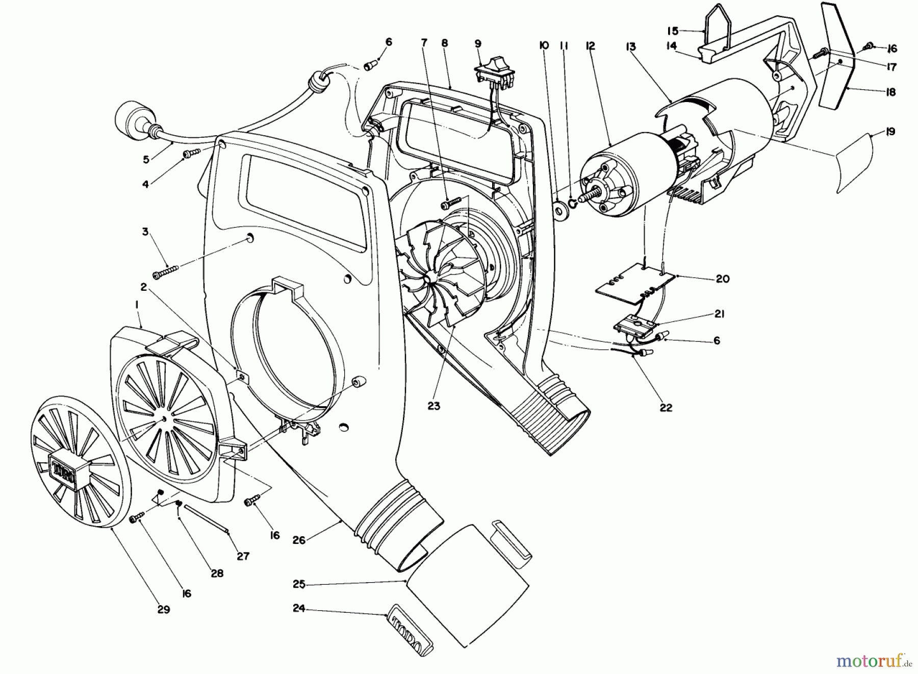  Toro Neu Blowers/Vacuums/Chippers/Shredders 51530 (400 TX) - Toro 400 TX Air Rake, 1984 (4000001-4999999) BLOWER ASSEBLY