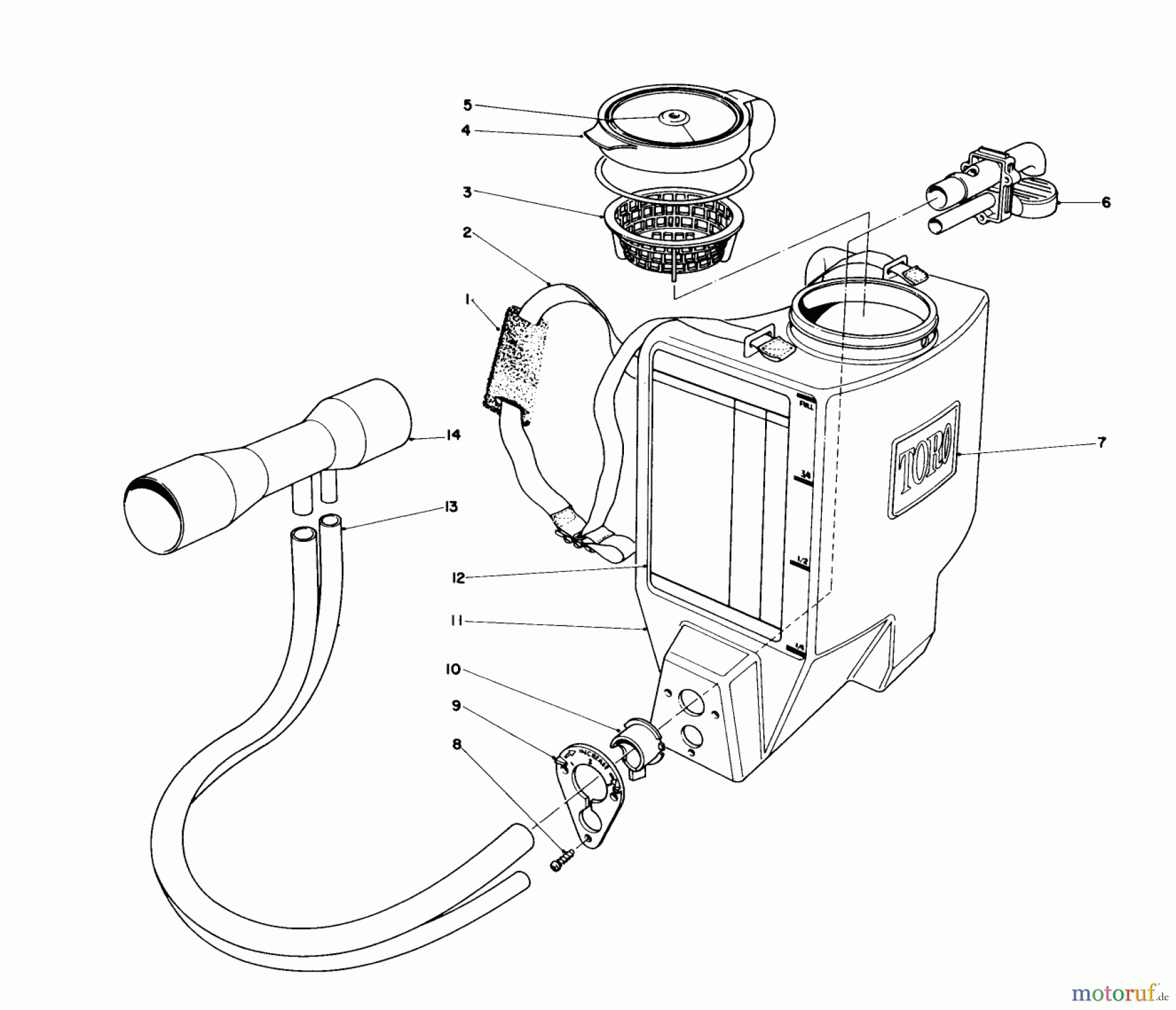 Toro Neu Blowers/Vacuums/Chippers/Shredders 51540 (500 TBX) - Toro 500 TBX Rake-O-Vac, 1985 (5000001-5999999) BROADCAST SPREADER ATTACHMENT MODEL 51525 (OPTIONAL)