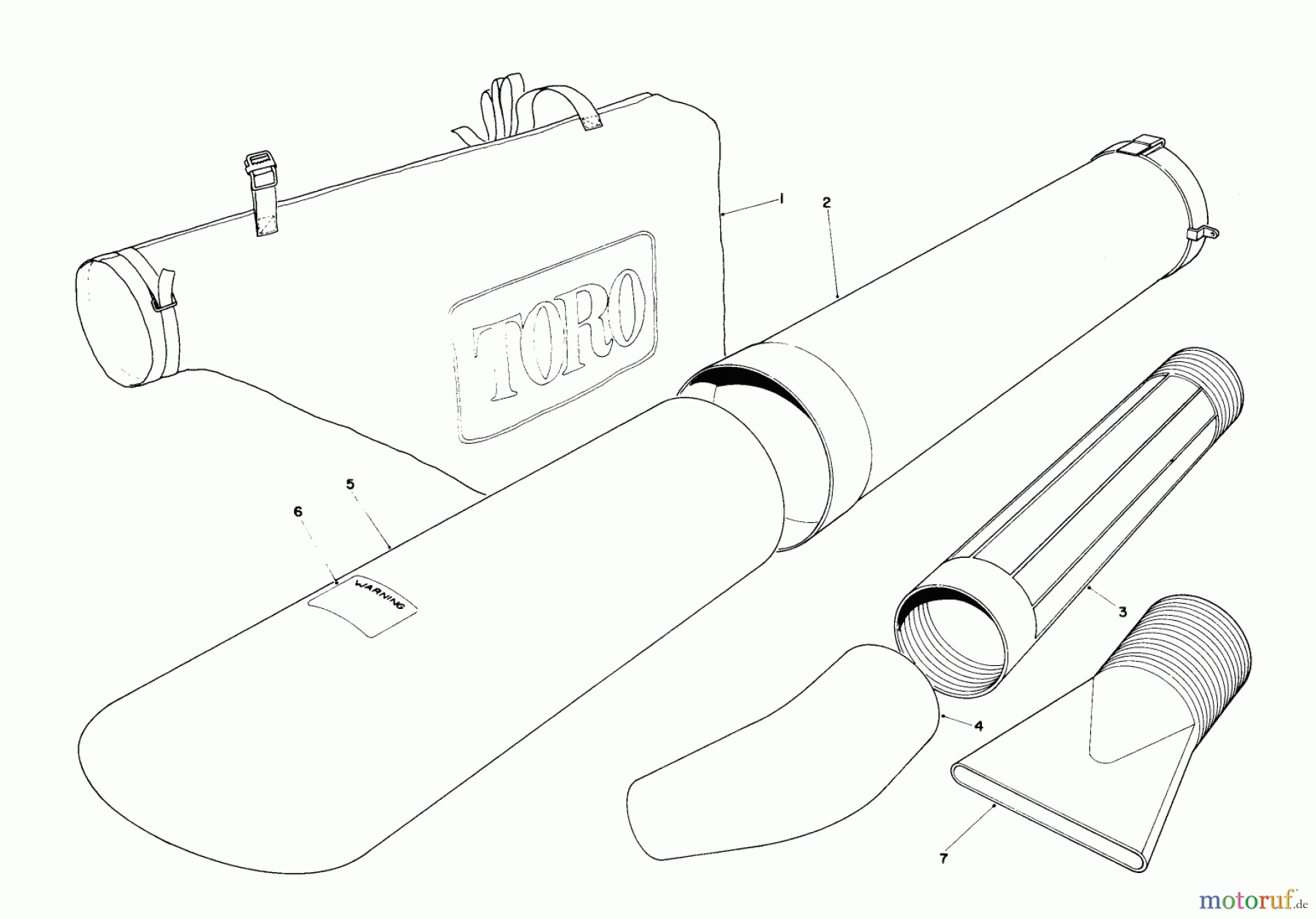 Toro Neu Blowers/Vacuums/Chippers/Shredders 51540 (500 TBX) - Toro 500 TBX Rake-O-Vac, 1985 (5000001-5999999) RAKE-O-VAC BAGGING KIT MODEL 51523 (STANDARD ON MODEL 51540 OPTIONAL ON MODEL 51530)