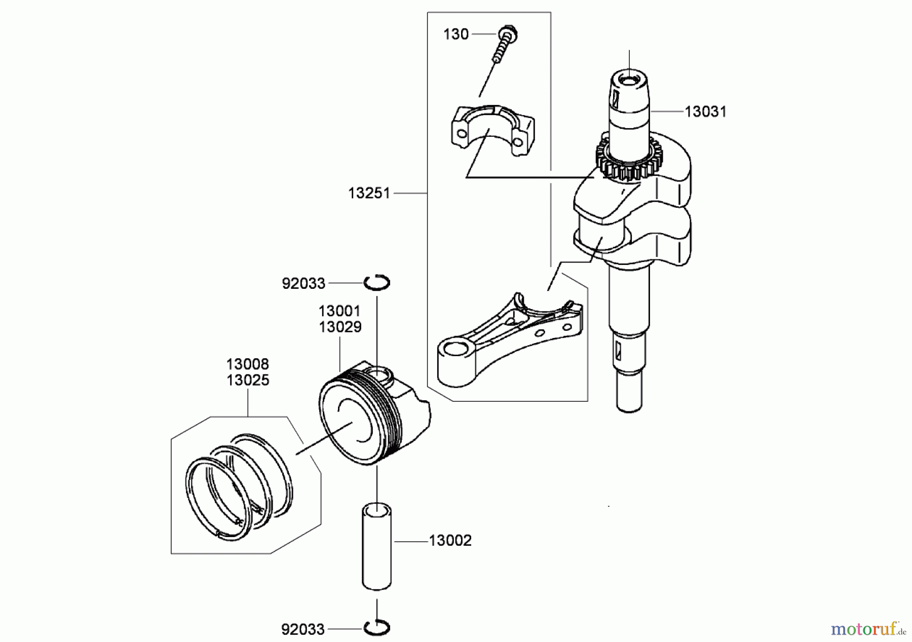 Toro Neu Mowers, Walk-Behind Seite 2 22193 (PT21) - Toro PT21 Trim Mower, 2008 (280000001-280999999) PISTON AND CRANKSHAFT ASSEMBLY KAWASAKI FJ180V-AS34