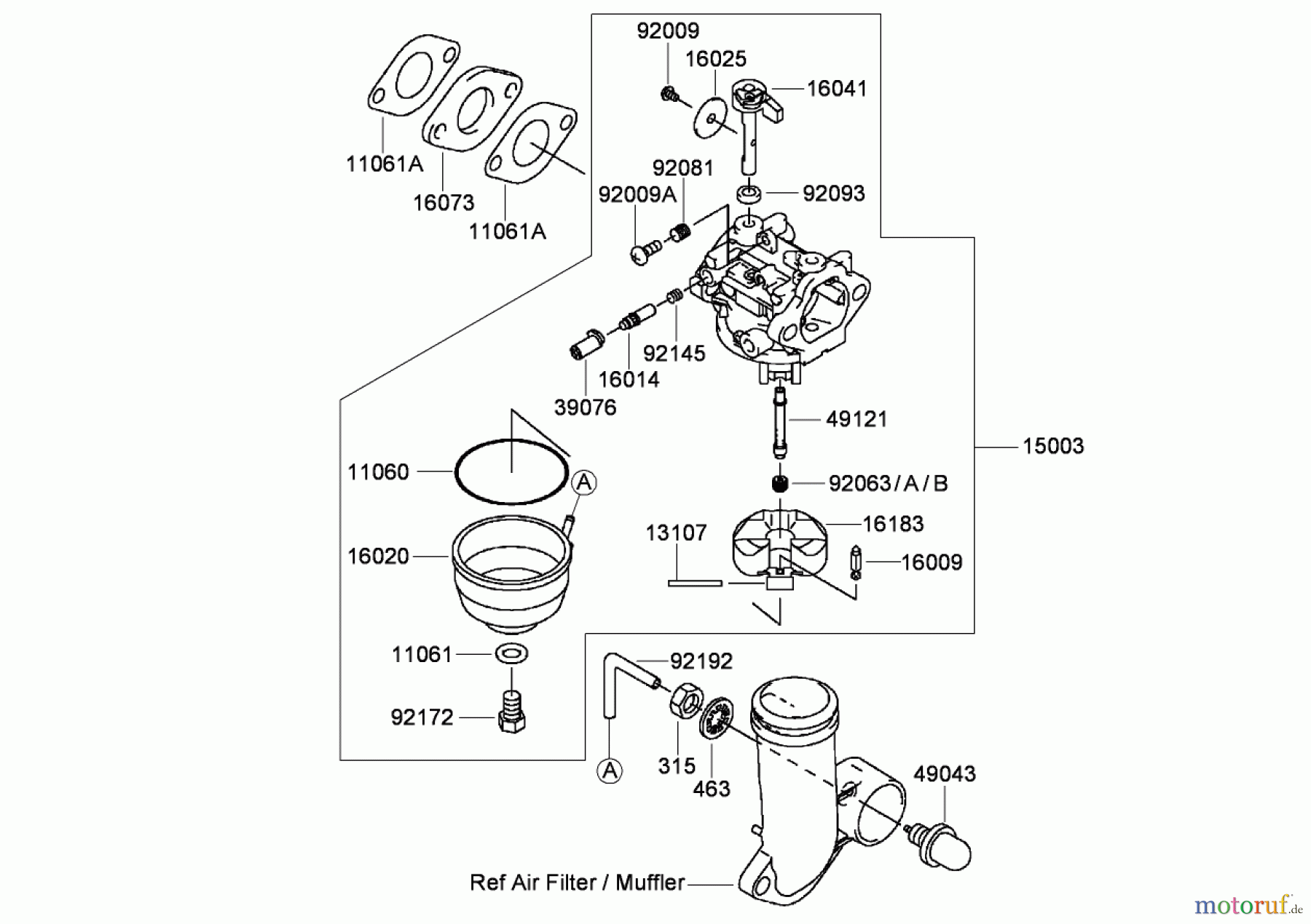  Toro Neu Mowers, Walk-Behind Seite 2 22194 (PT21) - Toro PT21 Trim Mower, 2007 (270000001-270999999) CARBURETOR ASSEMBLY KAWASAKI FJ180V-AS34