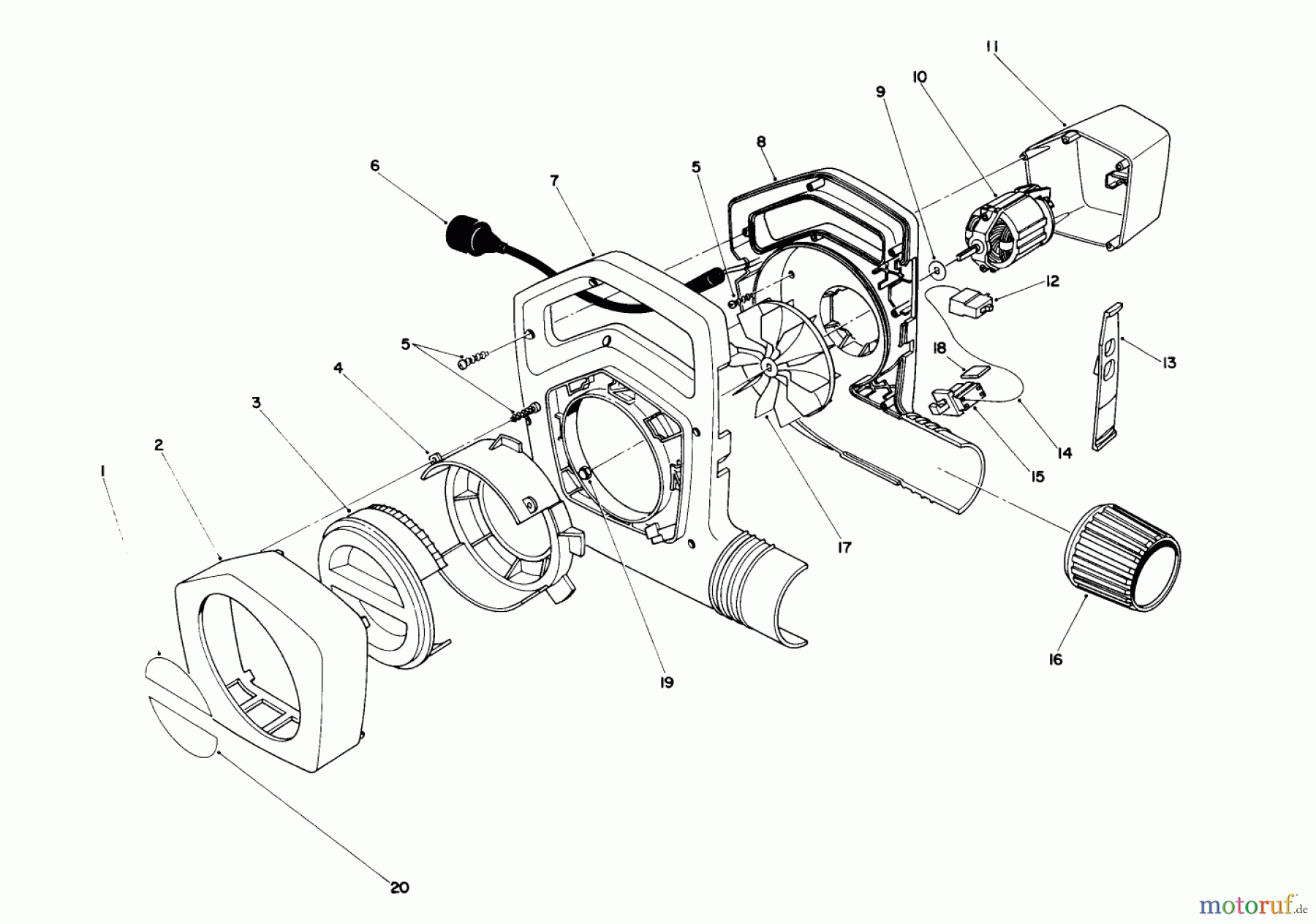 Toro Neu Blowers/Vacuums/Chippers/Shredders 51535 (450 TX) - Toro 450 TX Air Rake, 1989 (9000001-9999999) BLOWER ASSEMBLY