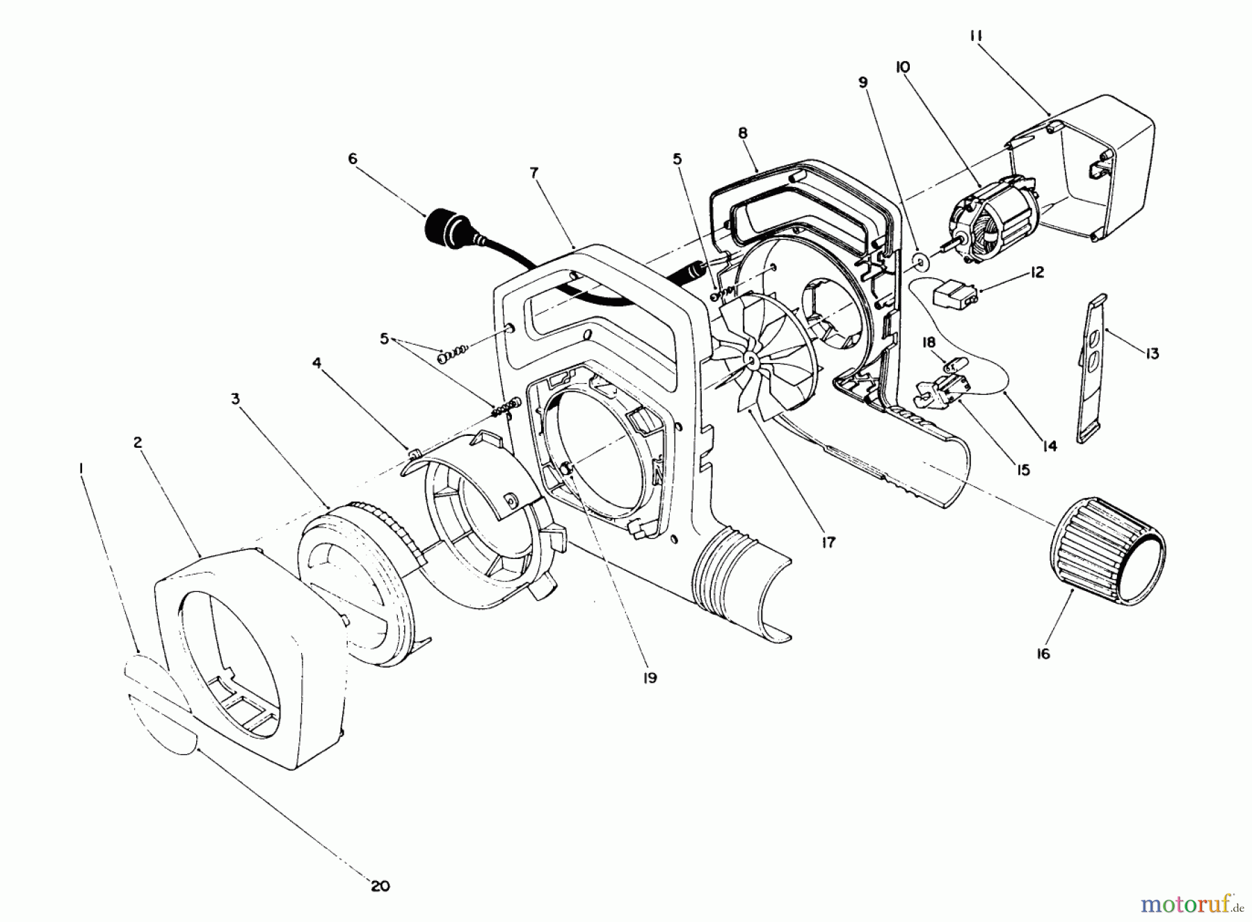 Toro Neu Blowers/Vacuums/Chippers/Shredders 51535 (450 TX) - Toro 450 TX Air Rake, 1990 (0000001-0999999) BLOWER ASSEMBLY
