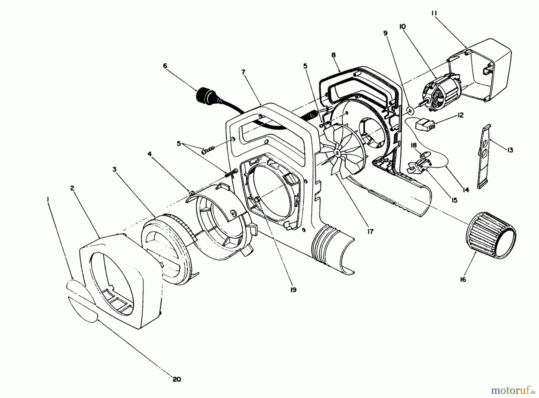  Toro Neu Blowers/Vacuums/Chippers/Shredders 51545 (550 TBX) - Toro 550 TBX Rake-O-Vac, 1991 (1000001-1999999) BLOWER ASSEMBLY