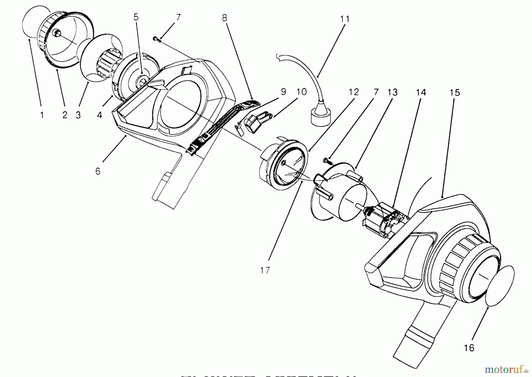  Toro Neu Blowers/Vacuums/Chippers/Shredders 51537 (600) - Toro 600 Air Rake, 1993 (39000001-39014999) BLOWER ASSEMBLY
