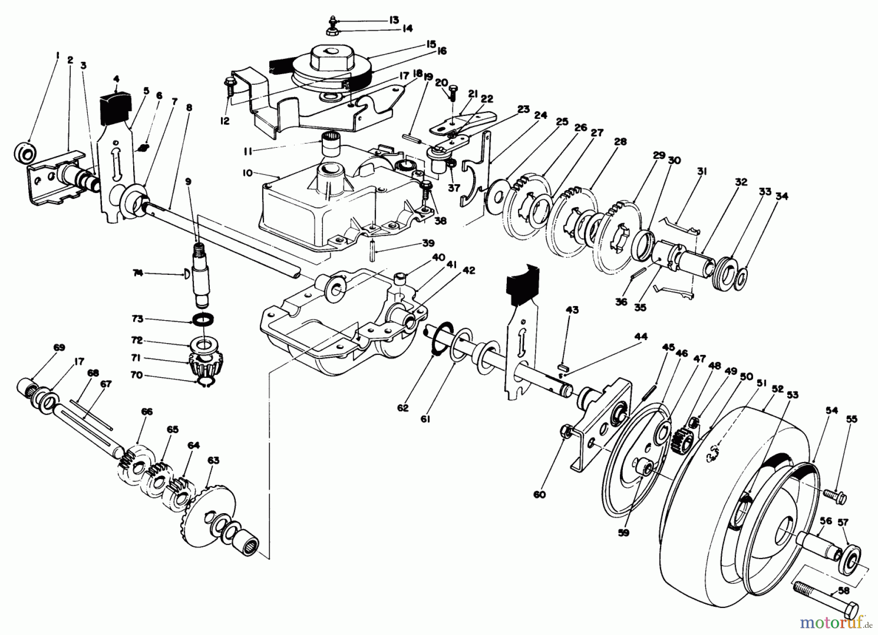  Toro Neu Mowers, Walk-Behind Seite 2 22525 - Toro Lawnmower, 1987 (7000001-7999999) GEAR CASE ASSEMBLY (MODEL NO. 22621)