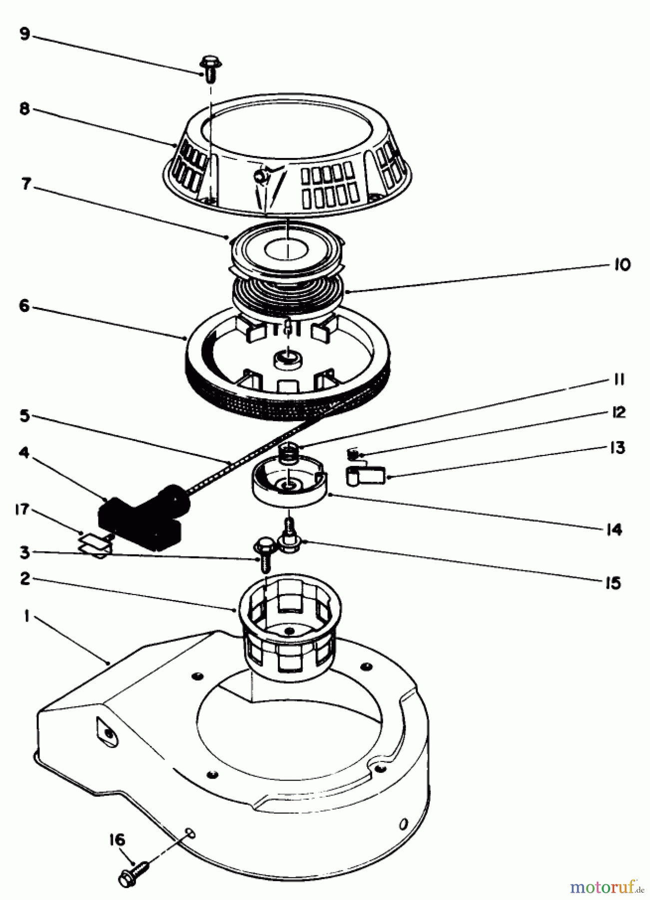 Toro Neu Mowers, Walk-Behind Seite 2 22581 - Toro Lawnmower, 1991 (1000001-1999999) RECOIL ASSEMBLY (MODEL NO. 47PL0-3)