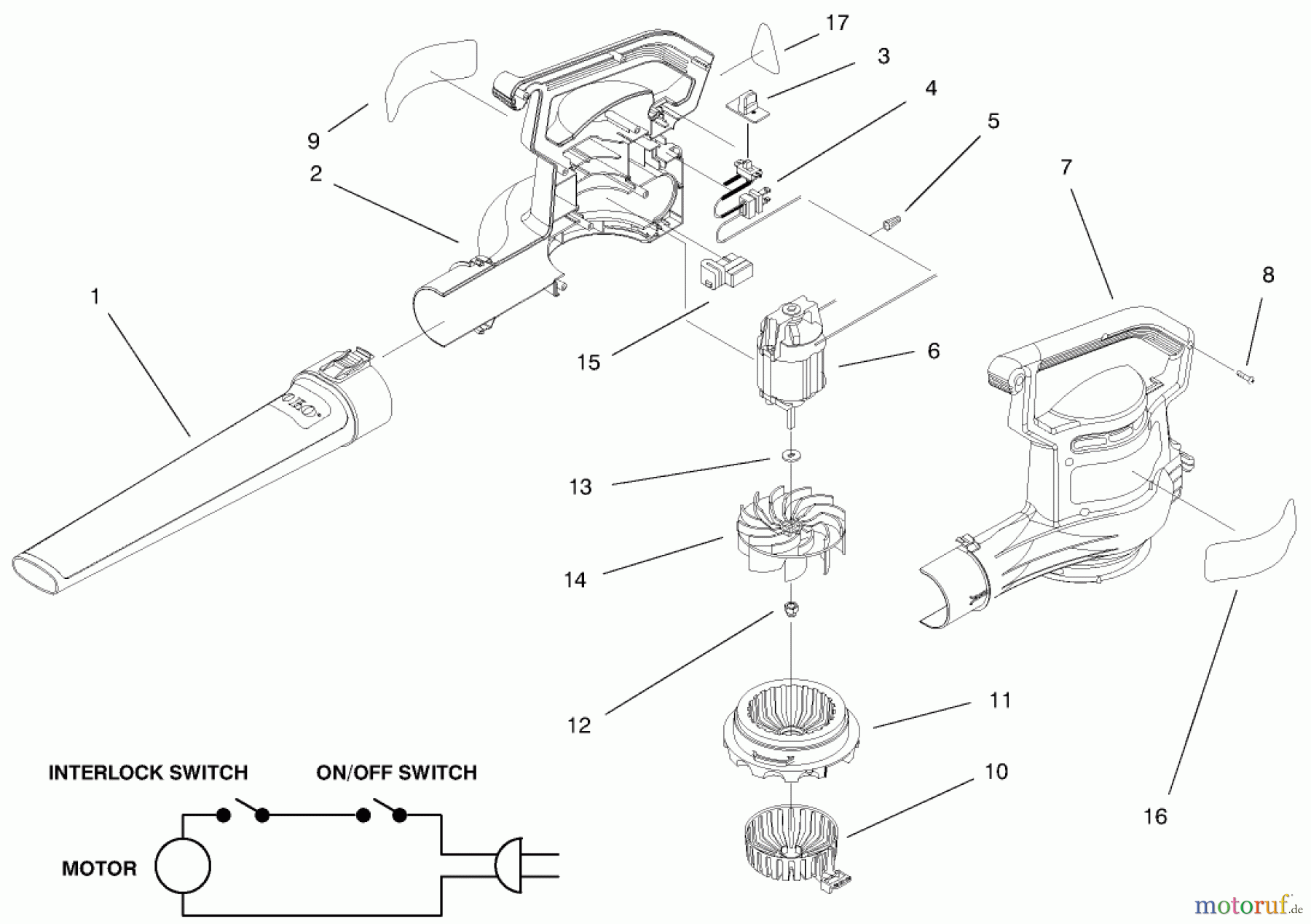  Toro Neu Blowers/Vacuums/Chippers/Shredders 51539 - Toro Air Rake Blower, 1997 (79000001-79999999) BLOWER ASSEMBLY