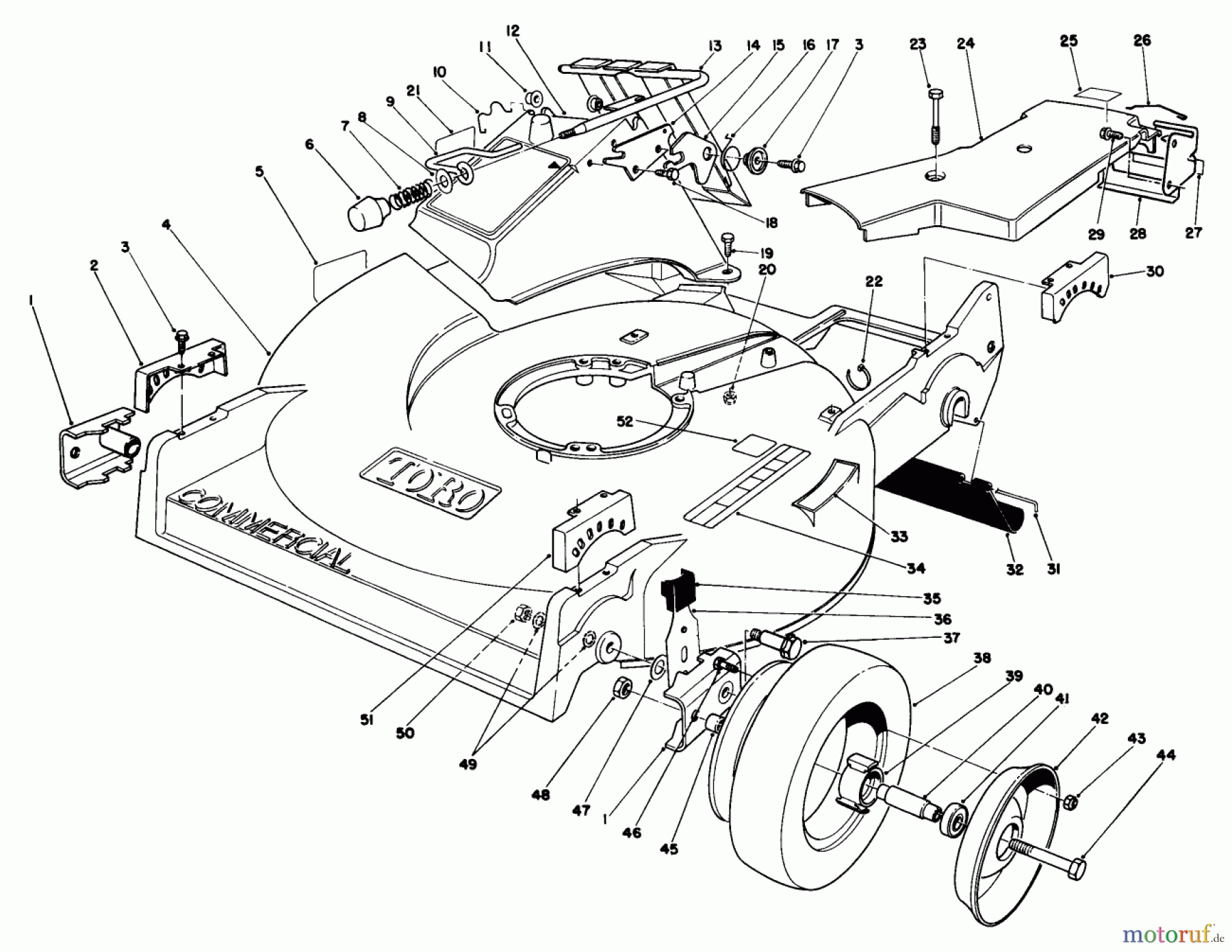 Toro Neu Mowers, Walk-Behind Seite 2 22622 - Toro Lawnmower, 1992 (2000001-2999999) HOUSING ASSEMBLY (MODEL 22622)