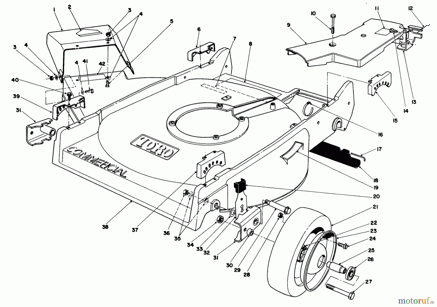 Toro Neu Mowers, Walk-Behind Seite 2 22700C - Toro Lawnmower, 1988 (8000001-8999999) HOUSING ASSEMBLY (MODEL 22680C)