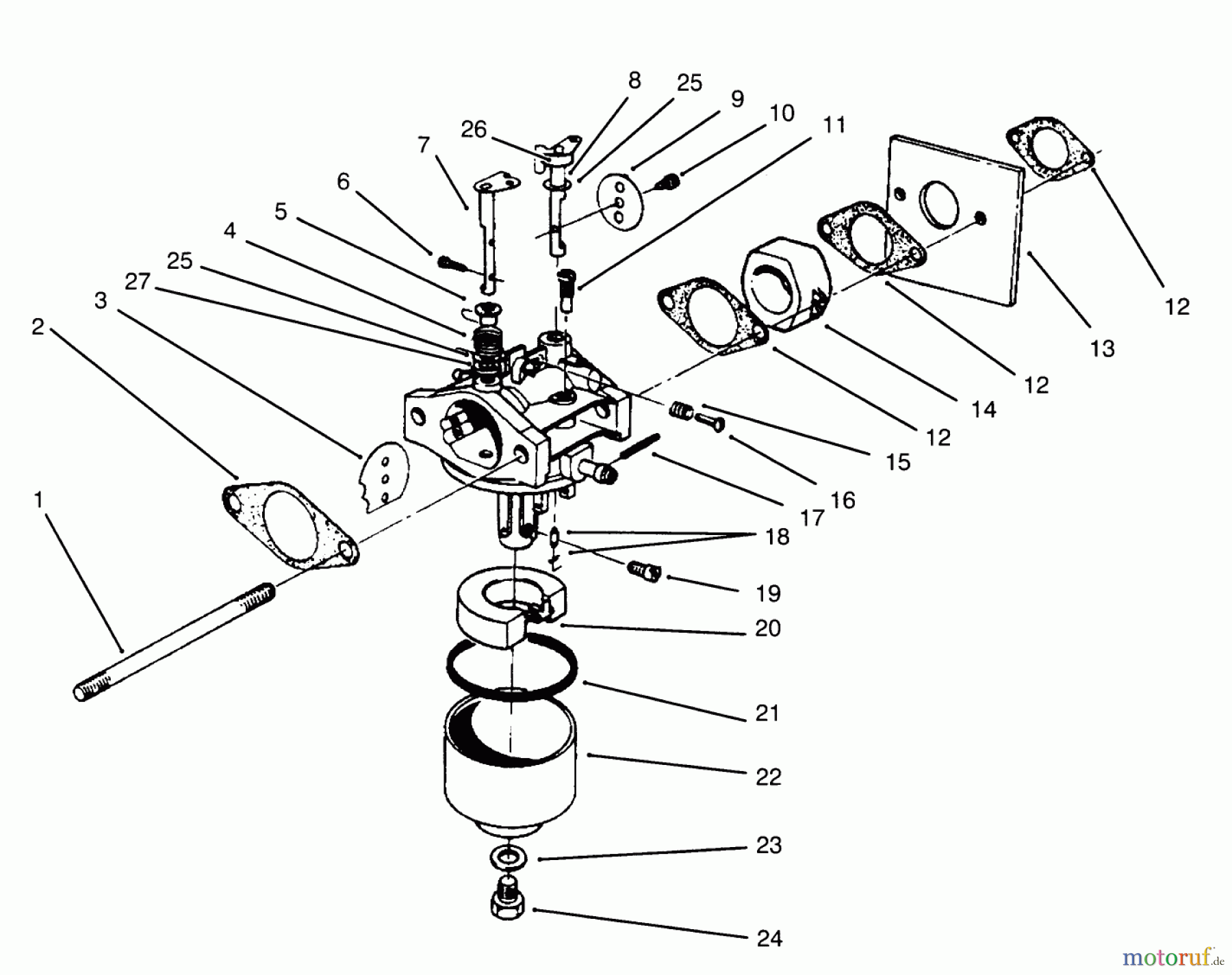  Toro Neu Mowers, Walk-Behind Seite 2 22700BC - Toro Lawnmower, 1995 (5900001-5999999) CARBURETOR ASSEMBLY (MODEL NO. 47PR4-3)