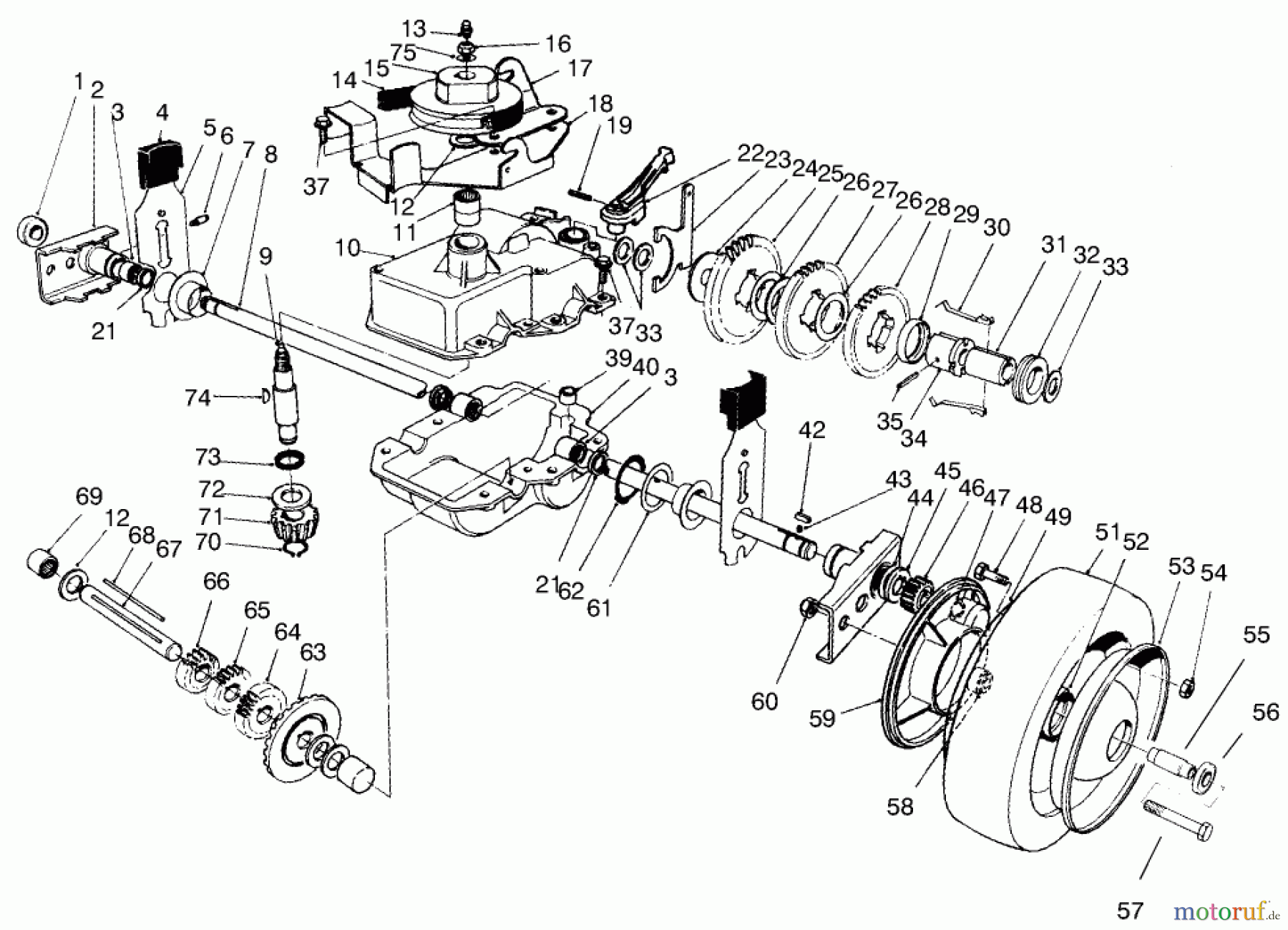  Toro Neu Mowers, Walk-Behind Seite 2 22701B - Toro Lawnmower, 1996 (69000001-69999999) GEAR CASE ASSEMBLY