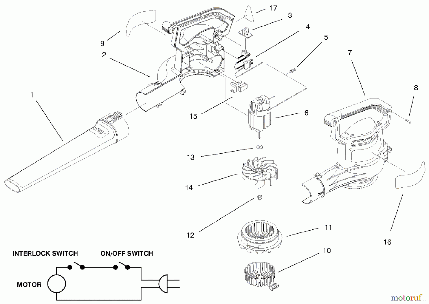  Toro Neu Blowers/Vacuums/Chippers/Shredders 51549 - Toro Rake And Vac Blower, 1996 (69000001-69999999) BLOWER ASSEMBLY