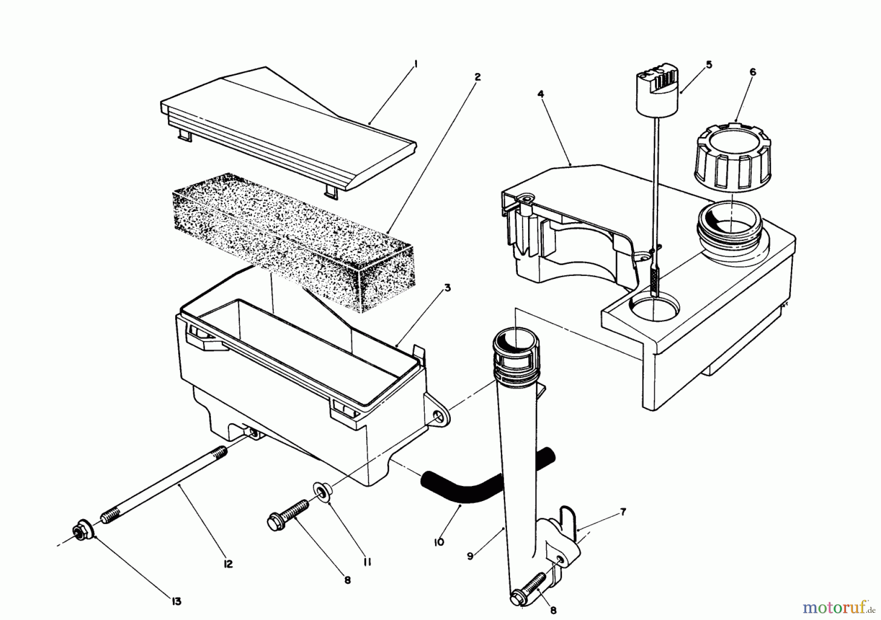 Toro Neu Mowers, Walk-Behind Seite 2 26620BG - Toro Lawnmower, 1990 (0009001-0999999) AIR CLEANER & FUEL TANK ASSEMBLY (ENGINE NO. VMG6, VMJ8 & VMK9)