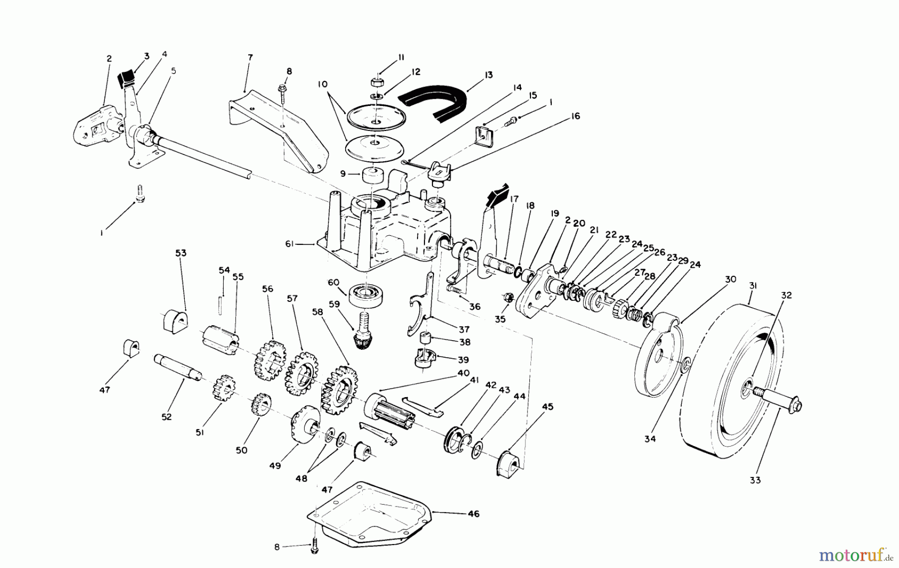 Toro Neu Mowers, Walk-Behind Seite 2 26620B - Toro Lawnmower, 1990 (0009001-0999999) GEAR CASE ASSEMBLY (MODEL 26620B-0900862 & UP, MODEL 26620BG-0901242 & UP)
