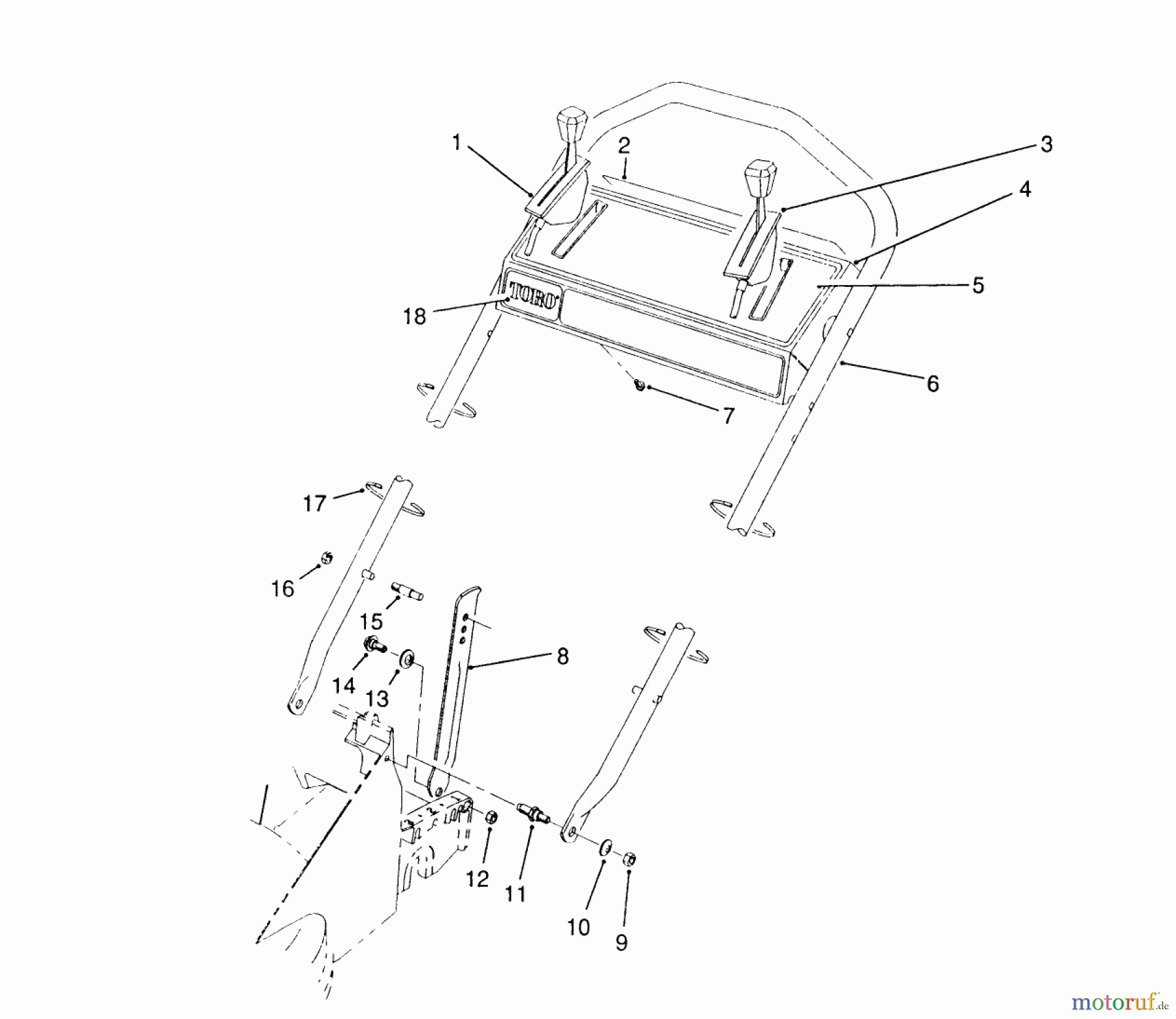  Toro Neu Mowers, Walk-Behind Seite 2 26620BG - Toro Lawnmower, 1990 (0009001-0999999) HANDLE ASSEMBLY