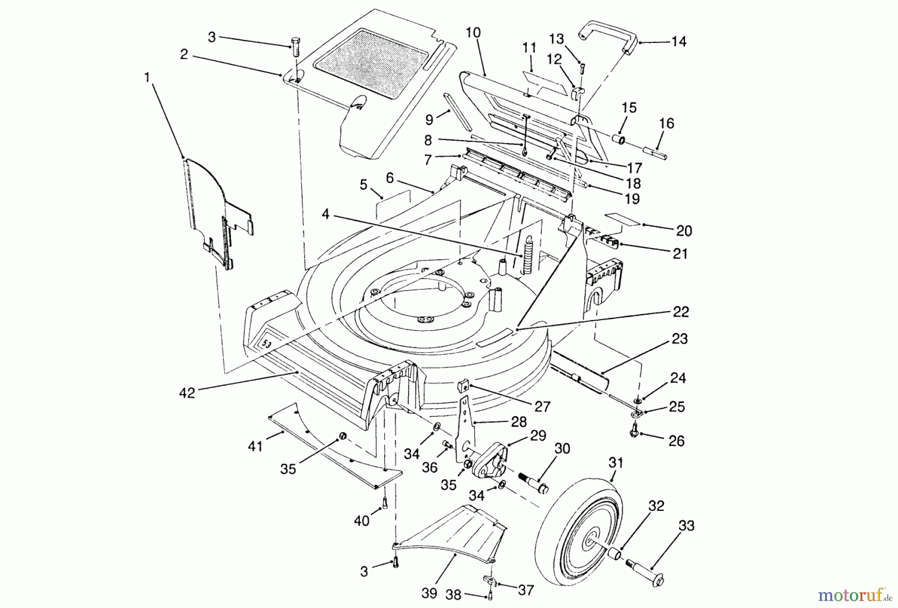 Toro Neu Mowers, Walk-Behind Seite 2 26620BG - Toro Lawnmower, 1990 (0009001-0999999) HOUSING ASSEMBLY